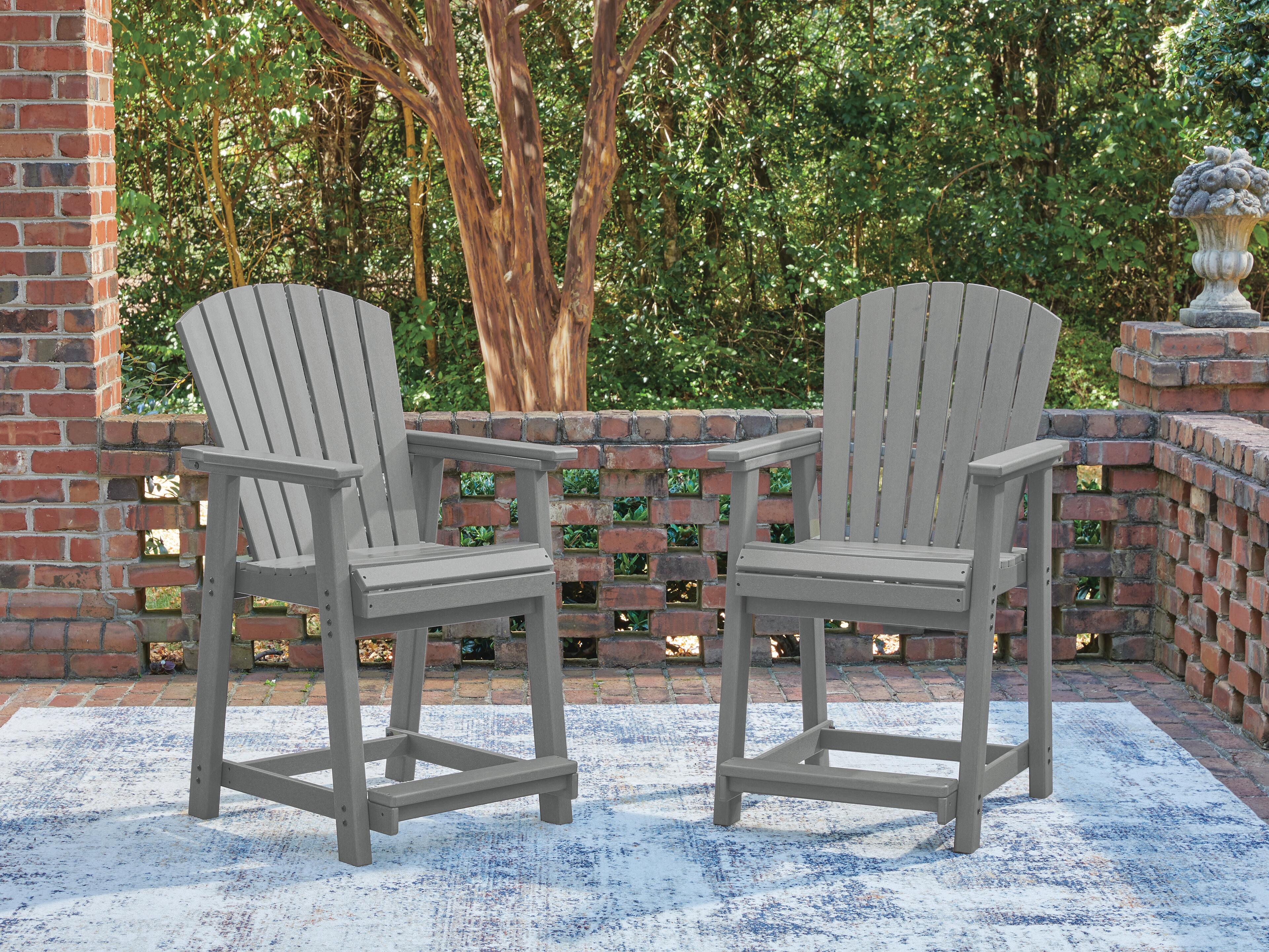 Ross Cove Outdoor Counter Height Bar Stool (Set of 2), Dark Gray