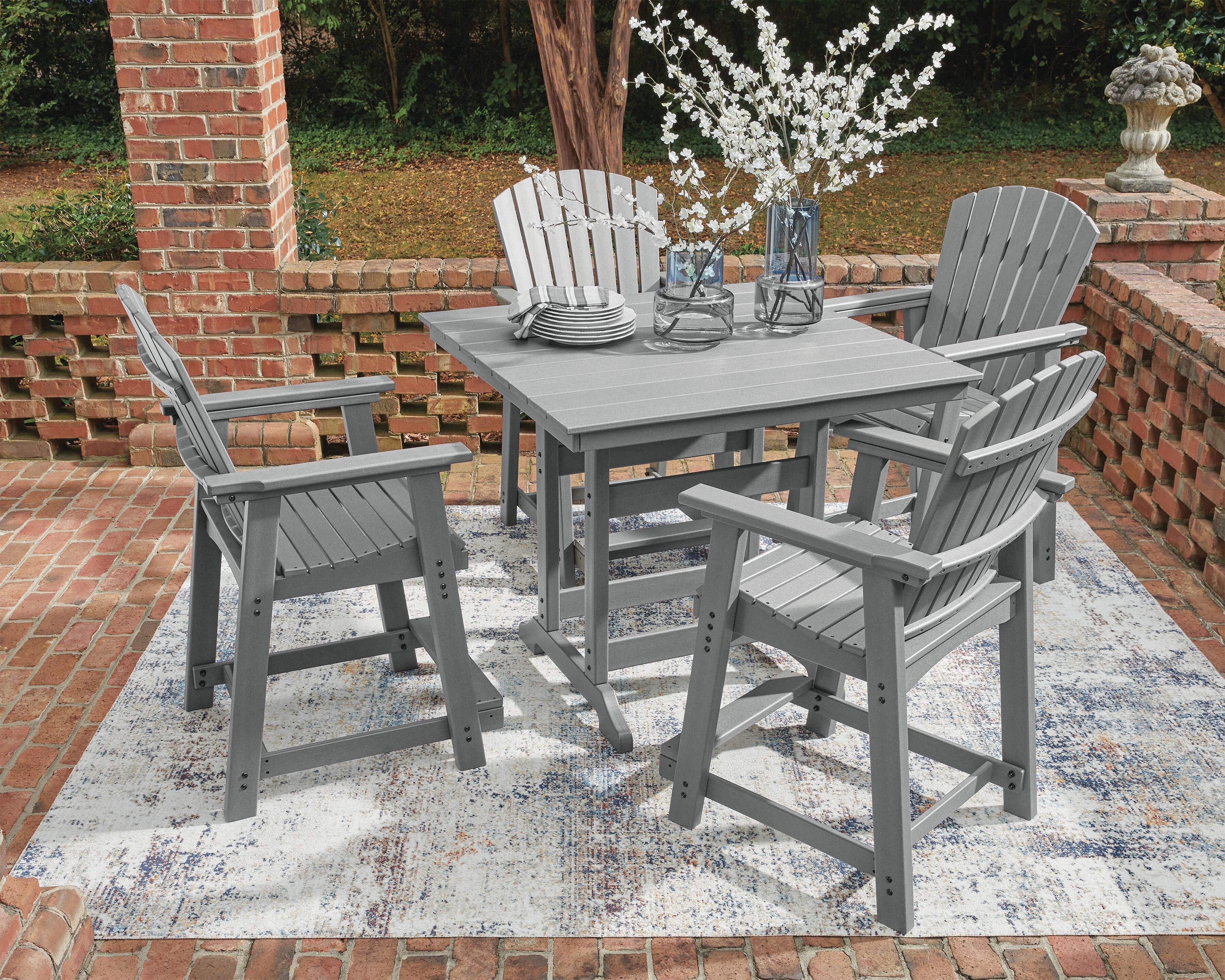 Ross Cove Outdoor Counter Height Dining Table and 4 Barstools, , large