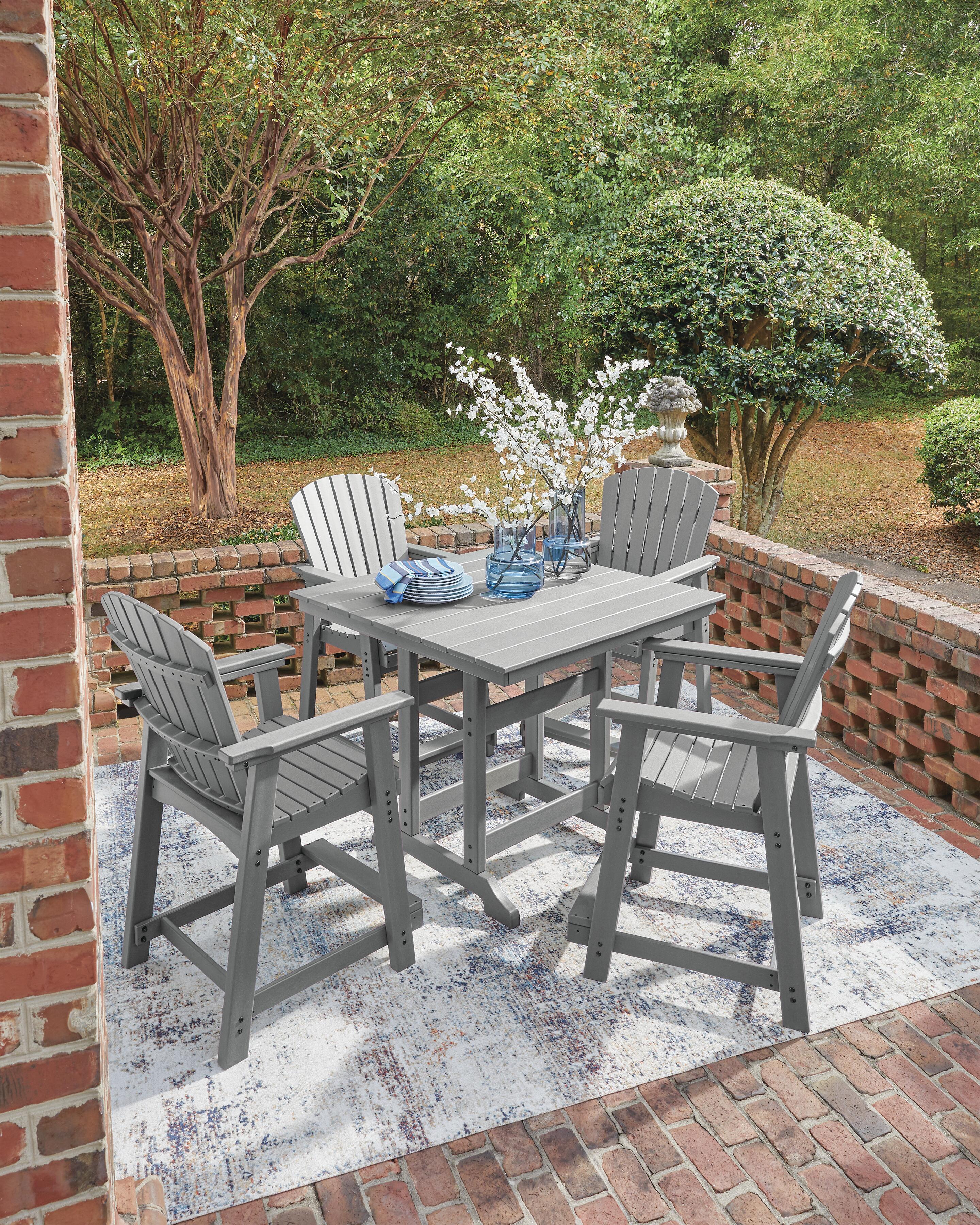 Ross Cove Outdoor Counter Height Dining Table and 4 Barstools, , large