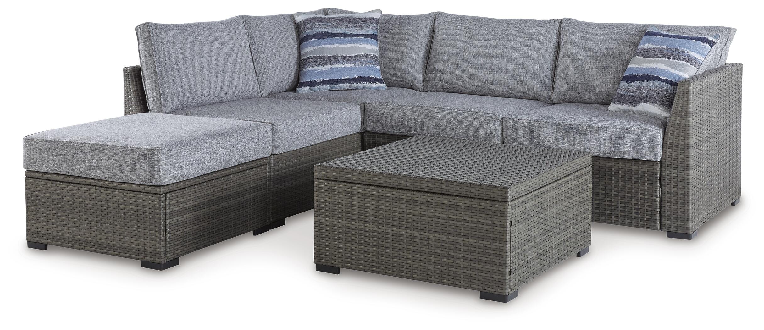 Petal Road Outdoor Loveseat Sectional/Ottoman/Table Set (Set of 4), , large