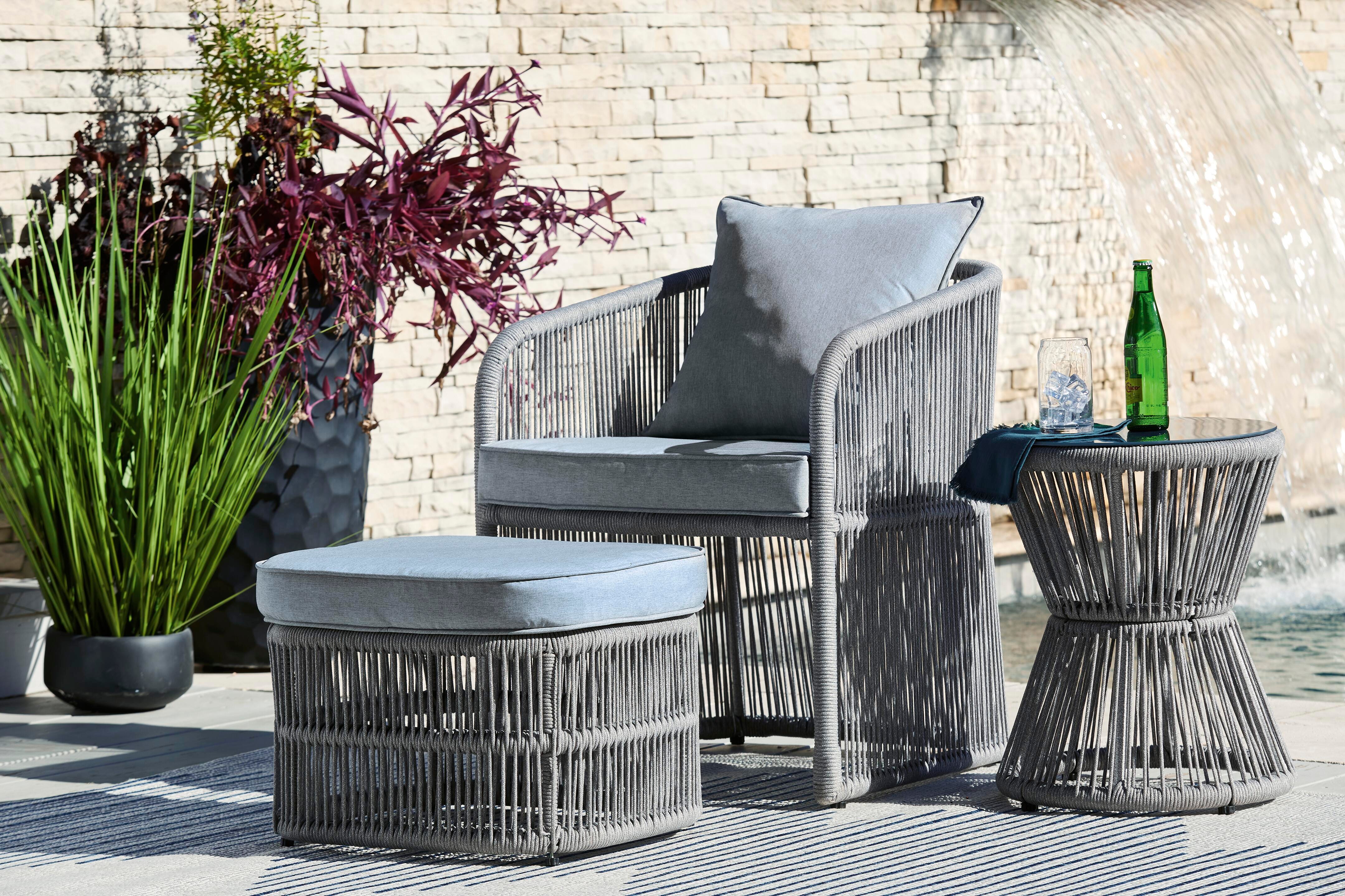 Coast Island Outdoor Chair with Ottoman and Side Table | Ashley