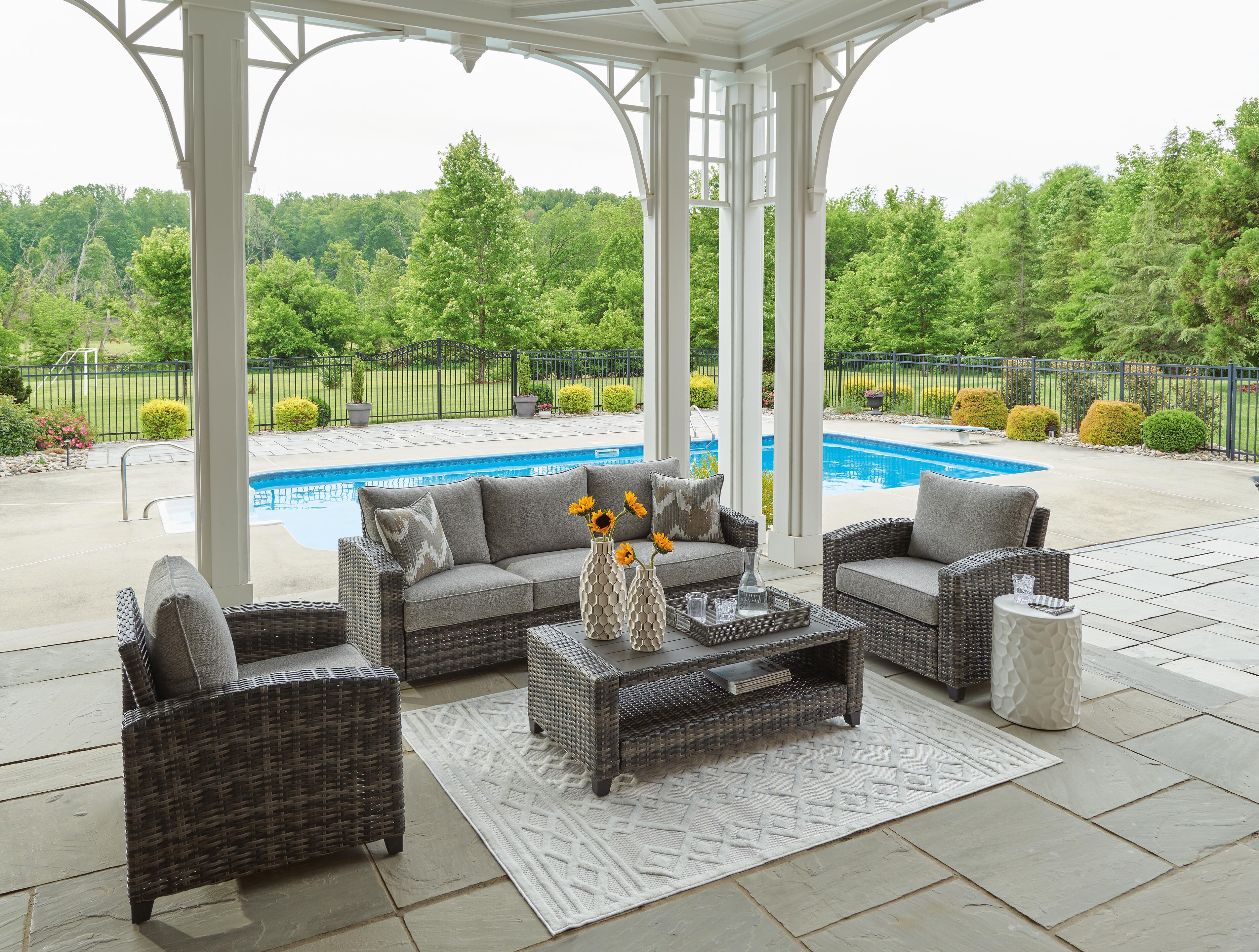 Oasis Court Outdoor Sofa/Chairs/Table Set (Set of 4) - image 5