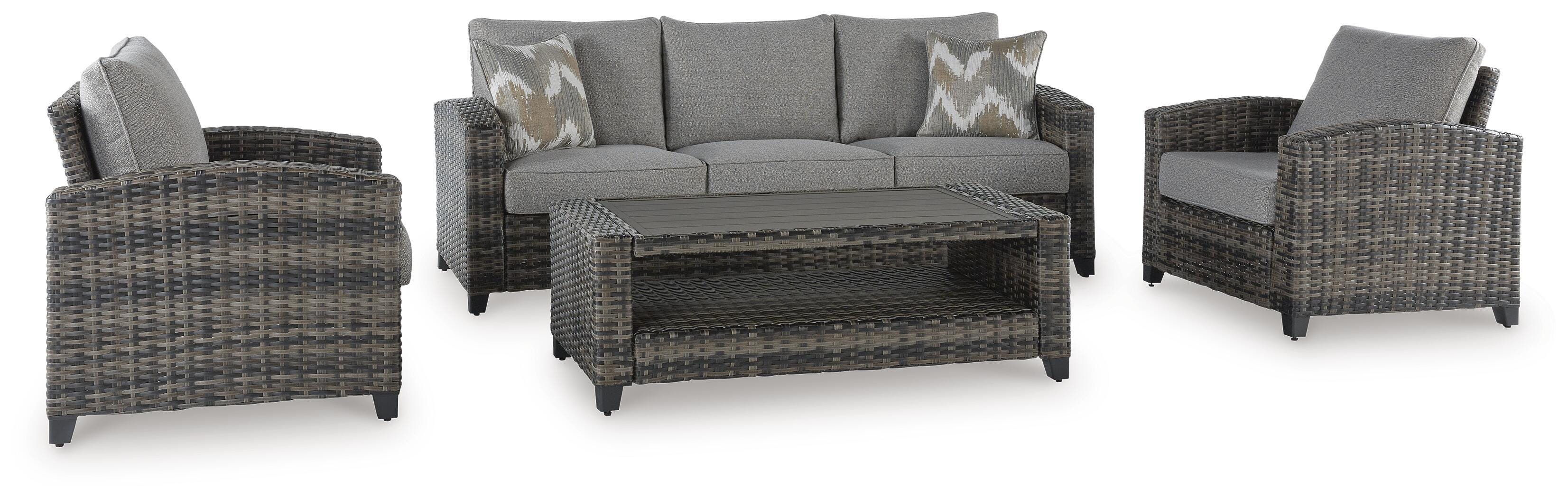 Oasis Court Outdoor Sofa/Chairs/Table Set (Set of 4) - image 2
