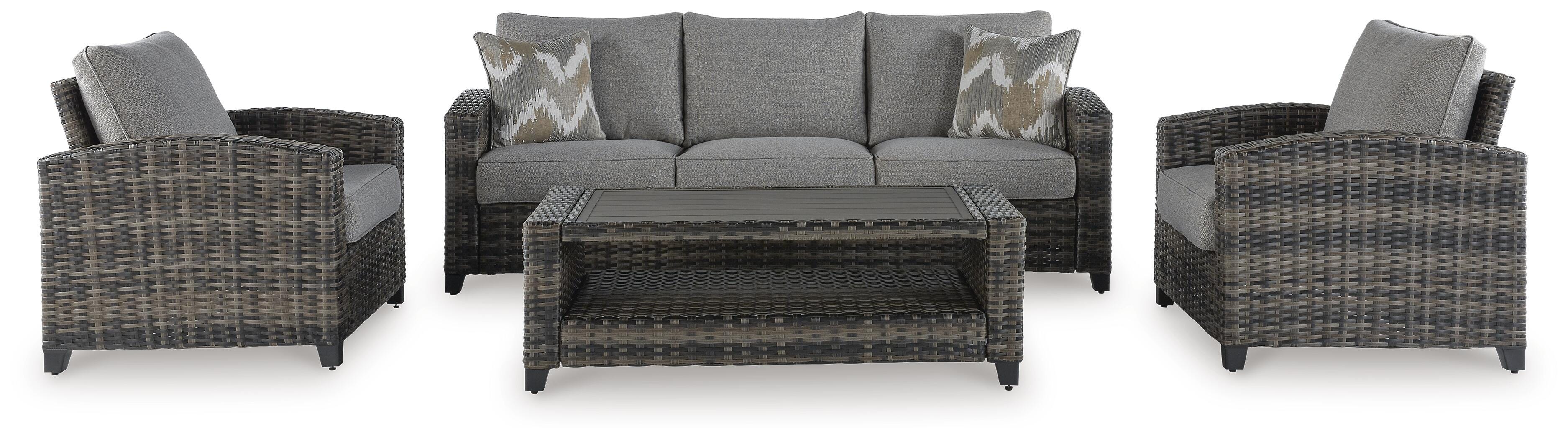 Oasis Court Outdoor Sofa/Chairs/Table Set (Set of 4) - image 3