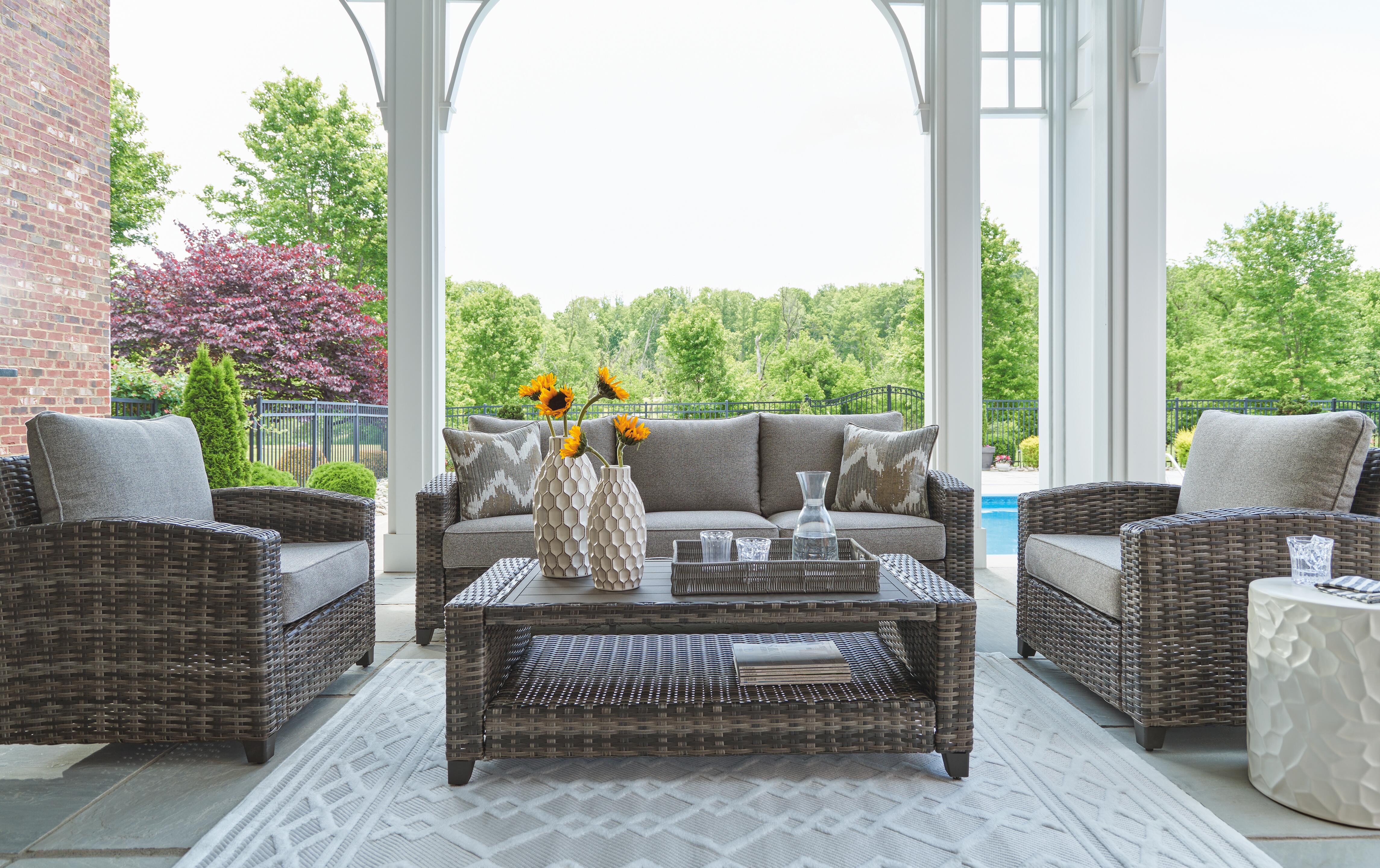 Oasis Court Outdoor Sofa/Chairs/Table Set (Set of 4) - image 6