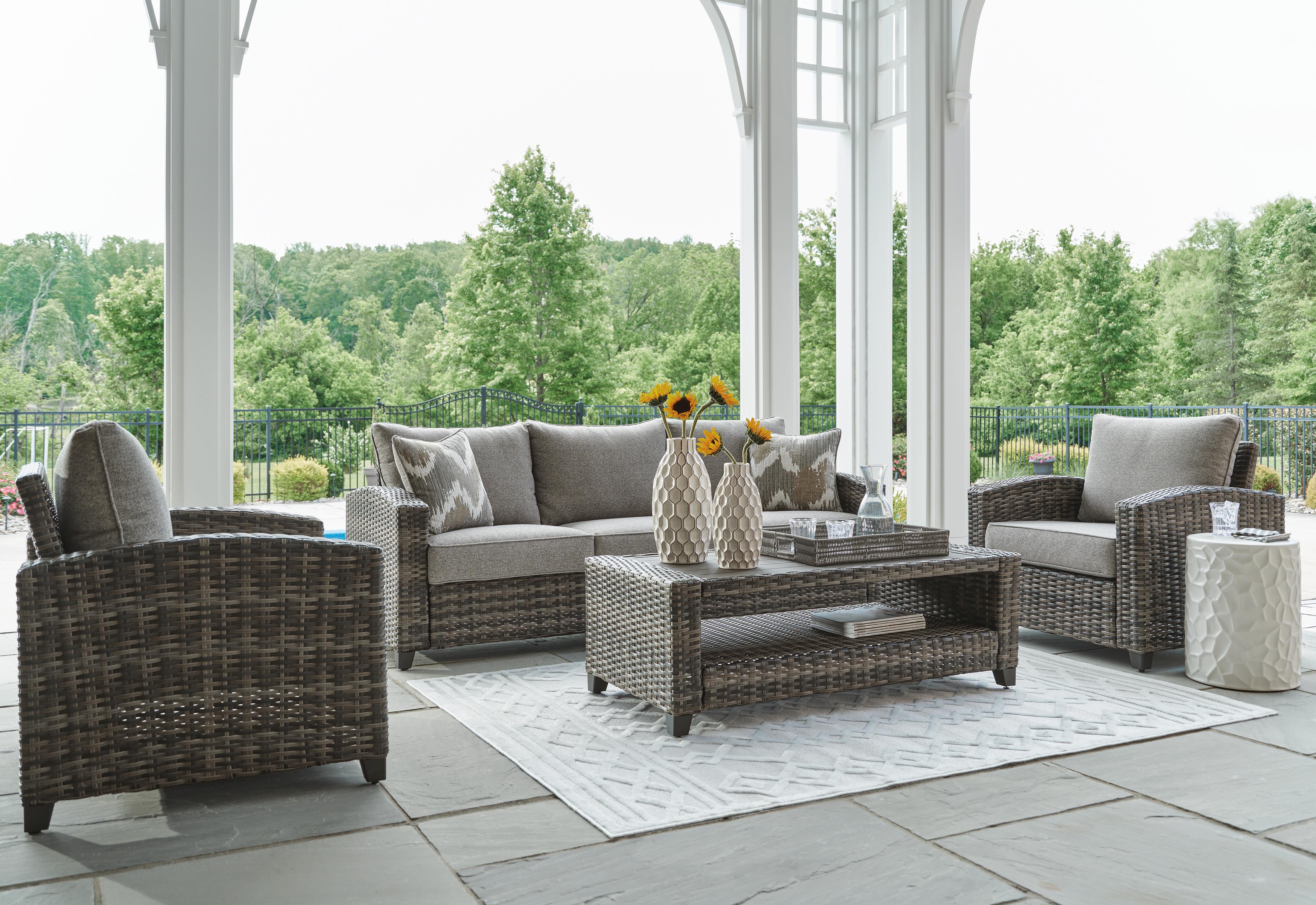 Oasis Court Outdoor Sofa/Chairs/Table Set (Set of 4) - image 1