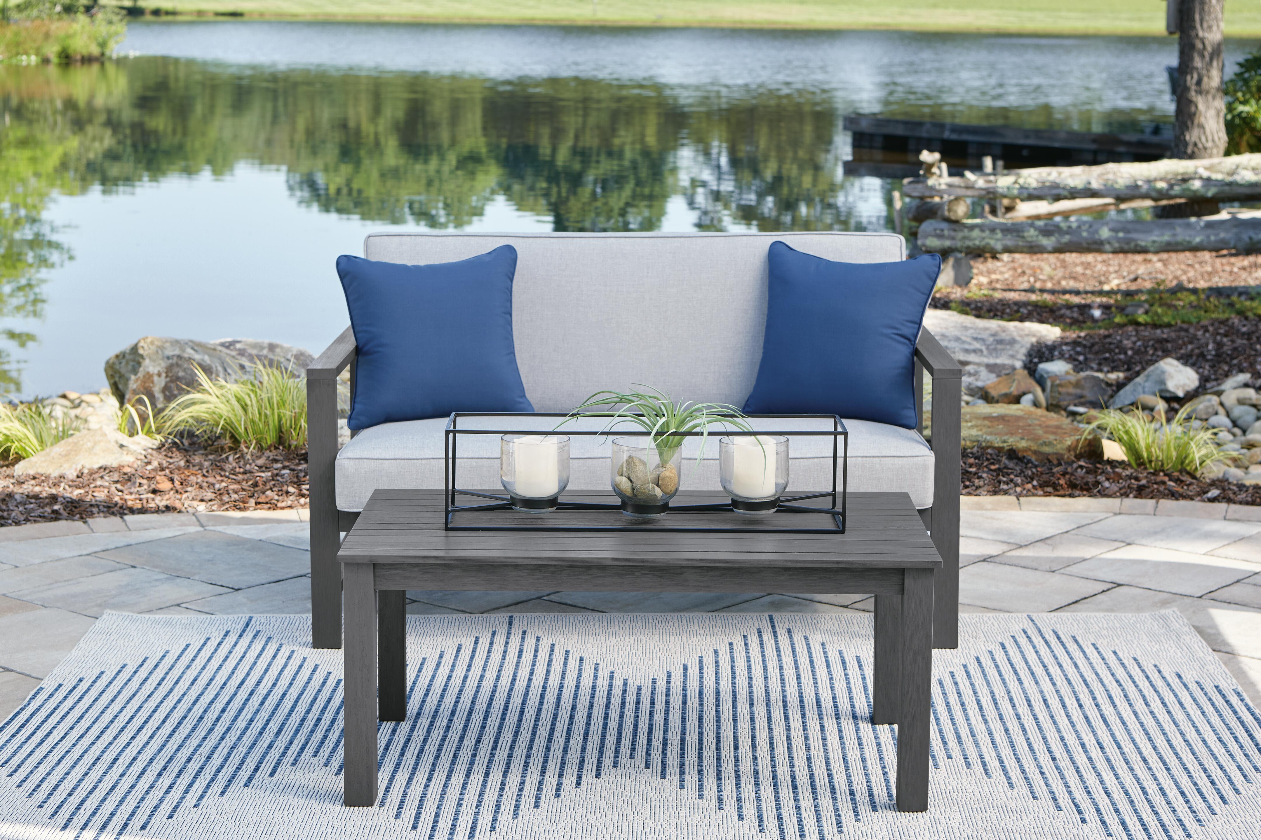 Fynnegan Outdoor Loveseat with Table (Set of 2), , large