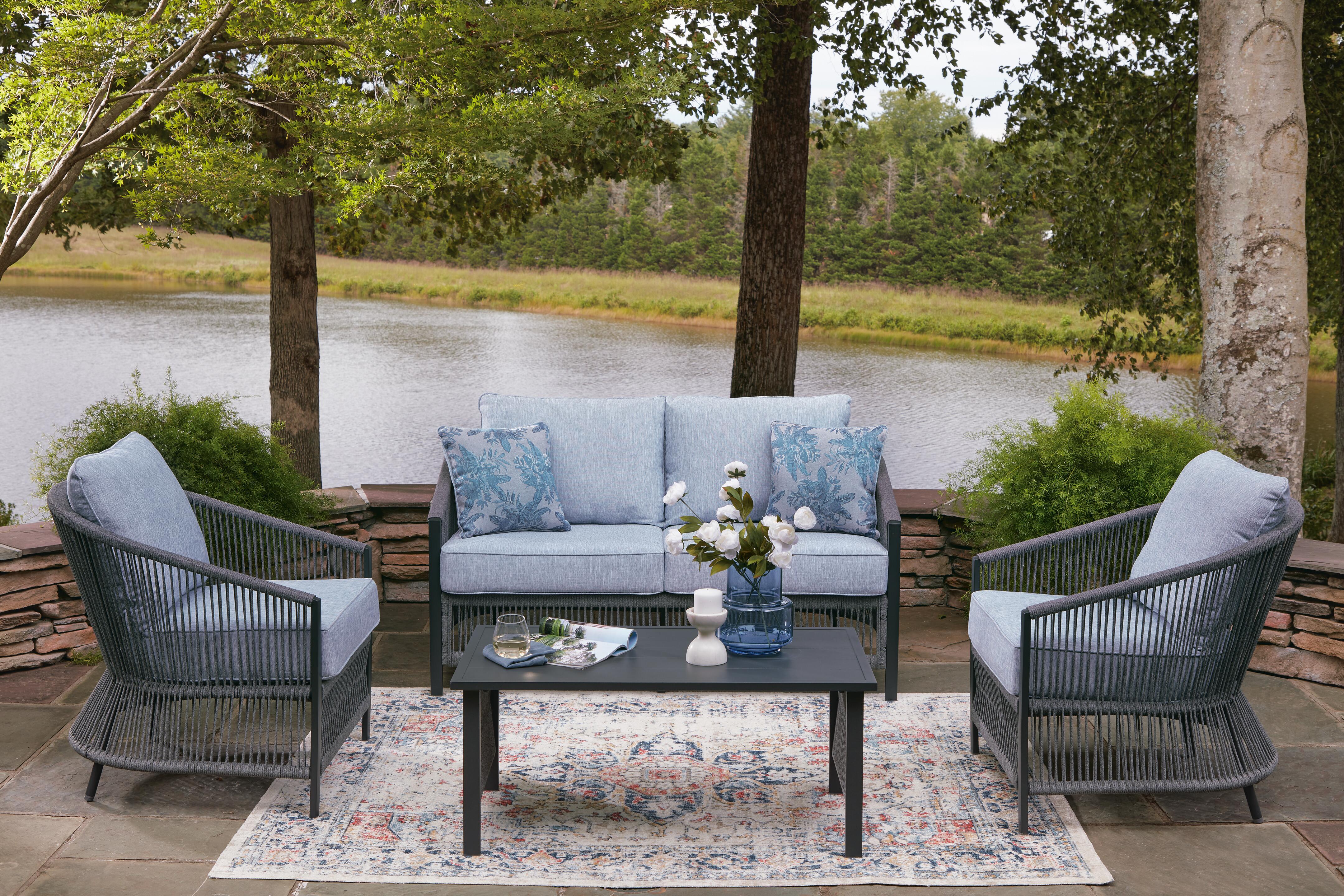 Bodega Island Outdoor Love/Chairs/Table Set (Set of 4) - image 1