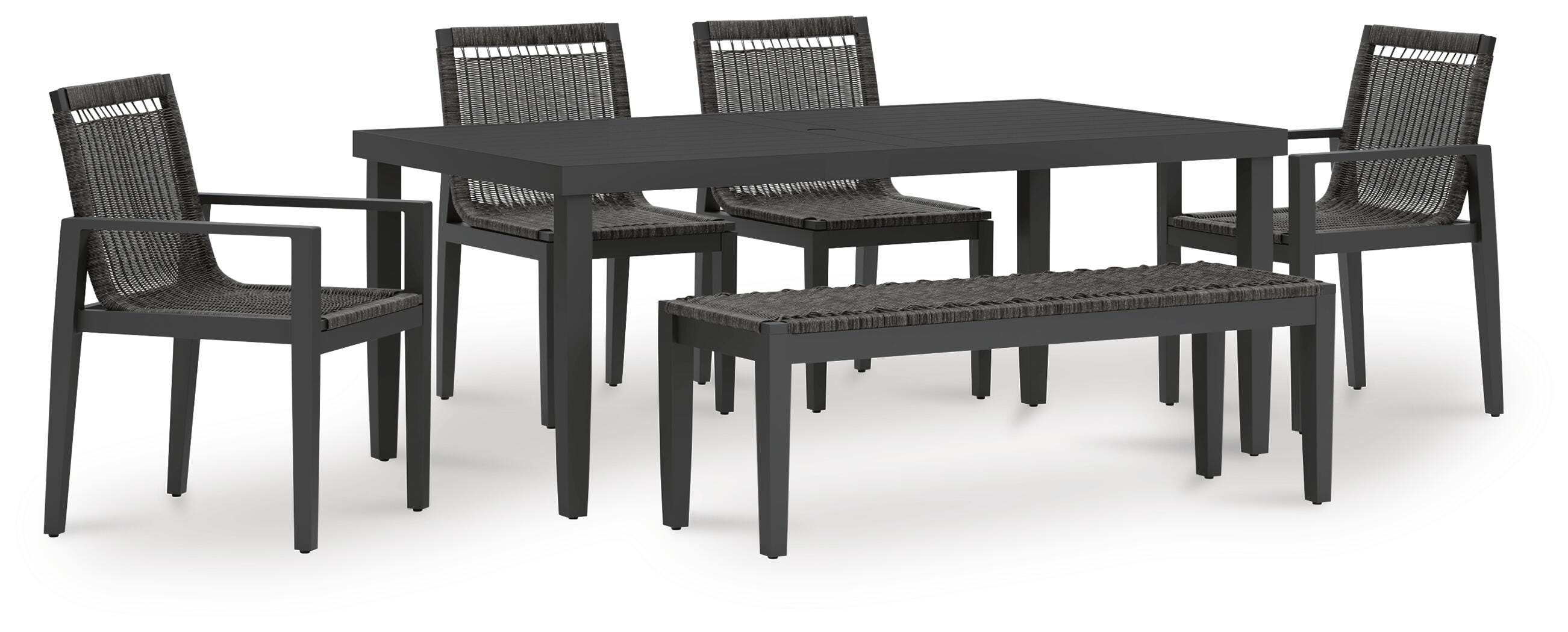 Maroska Outdoor Dining Table and 4 Chairs and Bench