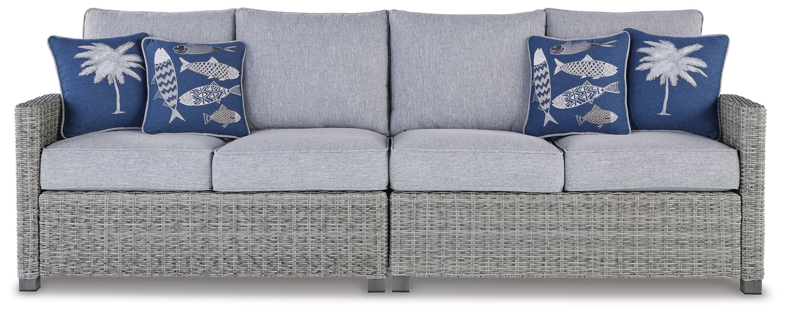 Naples Beach Outdoor Right and Left-arm Facing Loveseat with Cushion (Set of 2), , large