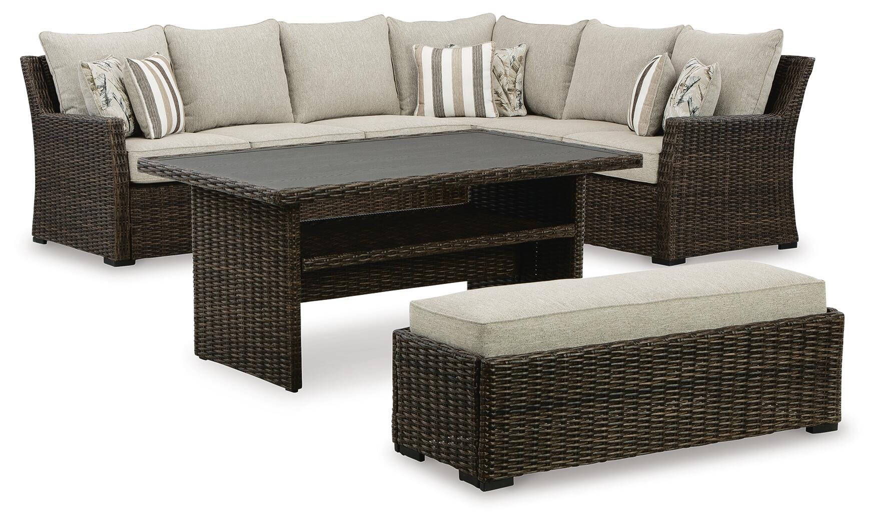 Brook Ranch Outdoor Sectional Set with Coffee Table, , large