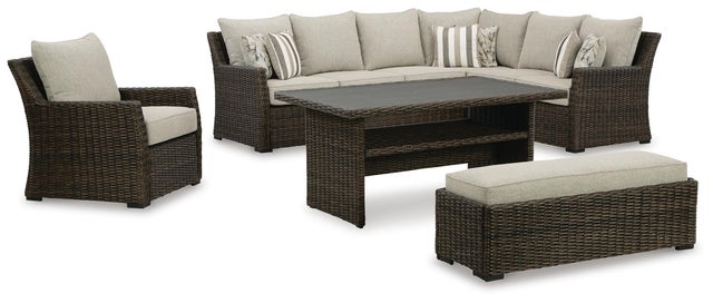 Brook Ranch Outdoor Sectional Set with Lounge Chair and Coffee Table