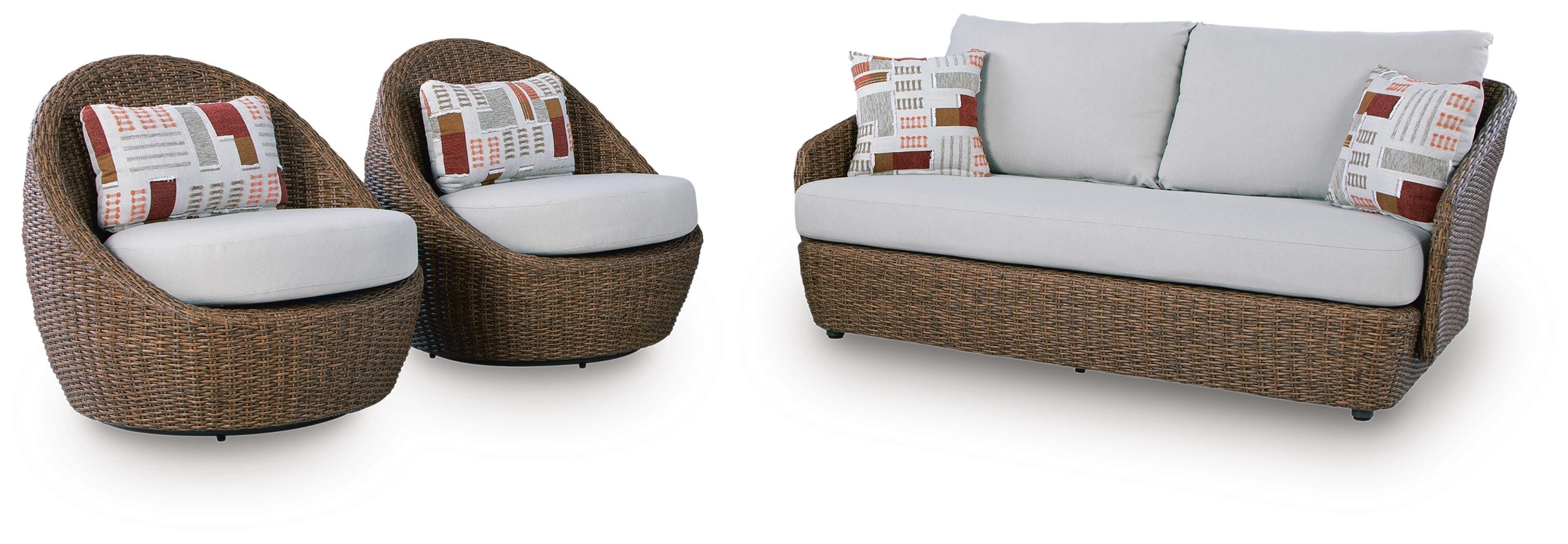 Cardiff Beach Outdoor Loveseat/2 Swivel Chairs (Set of 3) - image 3