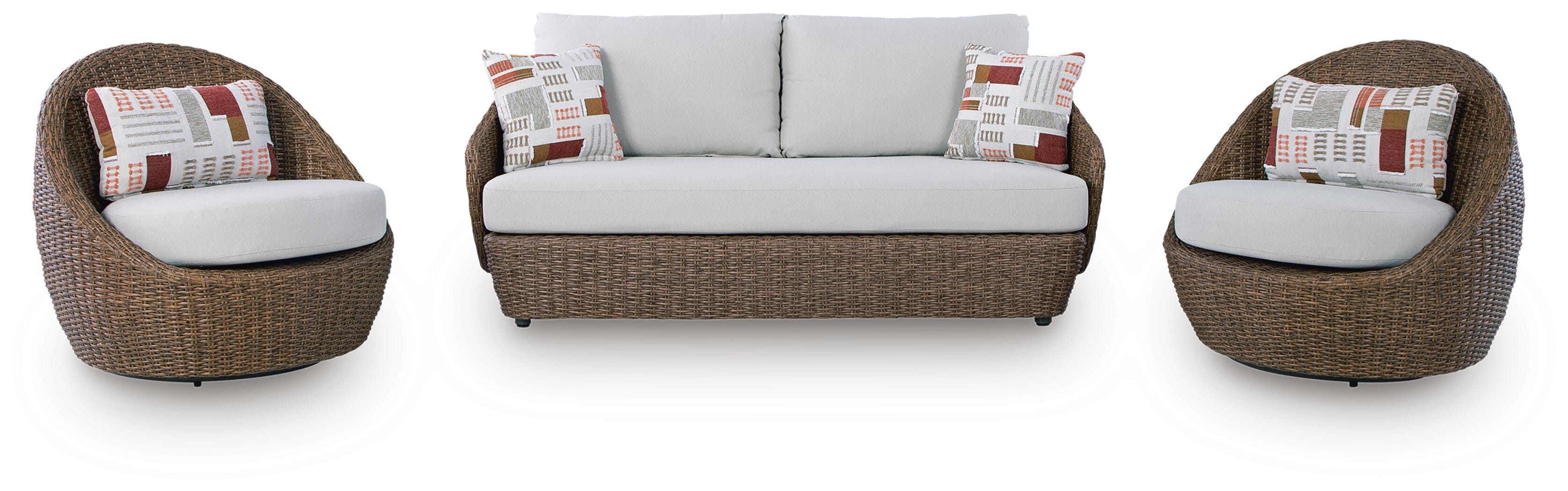 Cardiff Beach Outdoor Loveseat/2 Swivel Chairs (Set of 3) - image 2