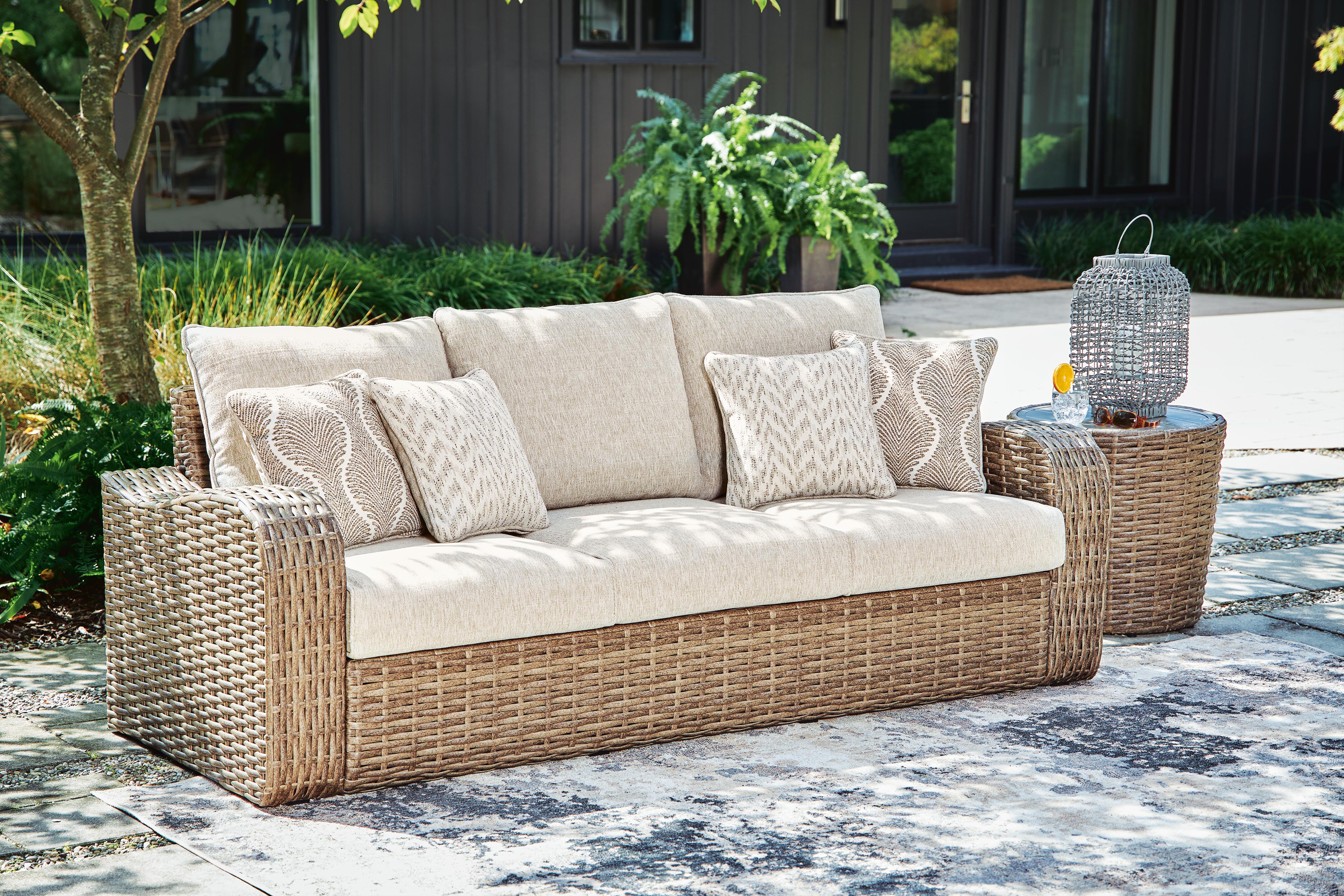 Sandy Bloom Outdoor Sofa with Cushion, , large