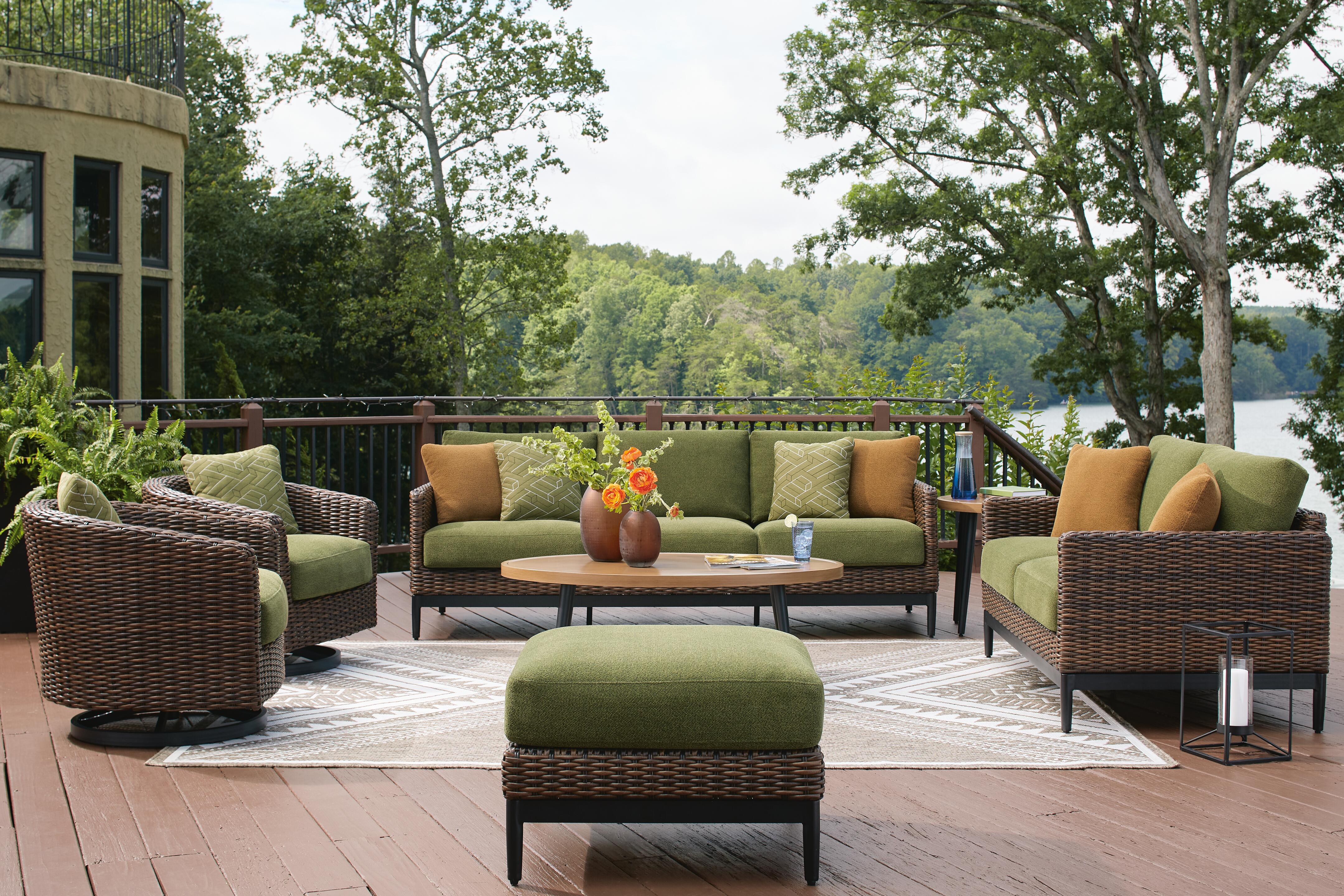 Horizon Hall Outdoor Ottoman with Cushion | Ashley