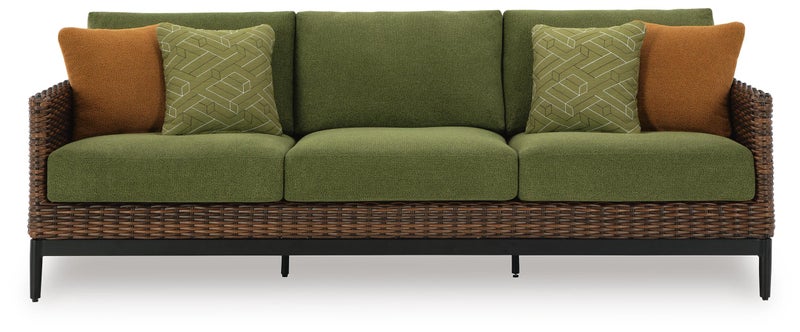 Horizon Hall Outdoor Sofa with Cushion, Brown/Green