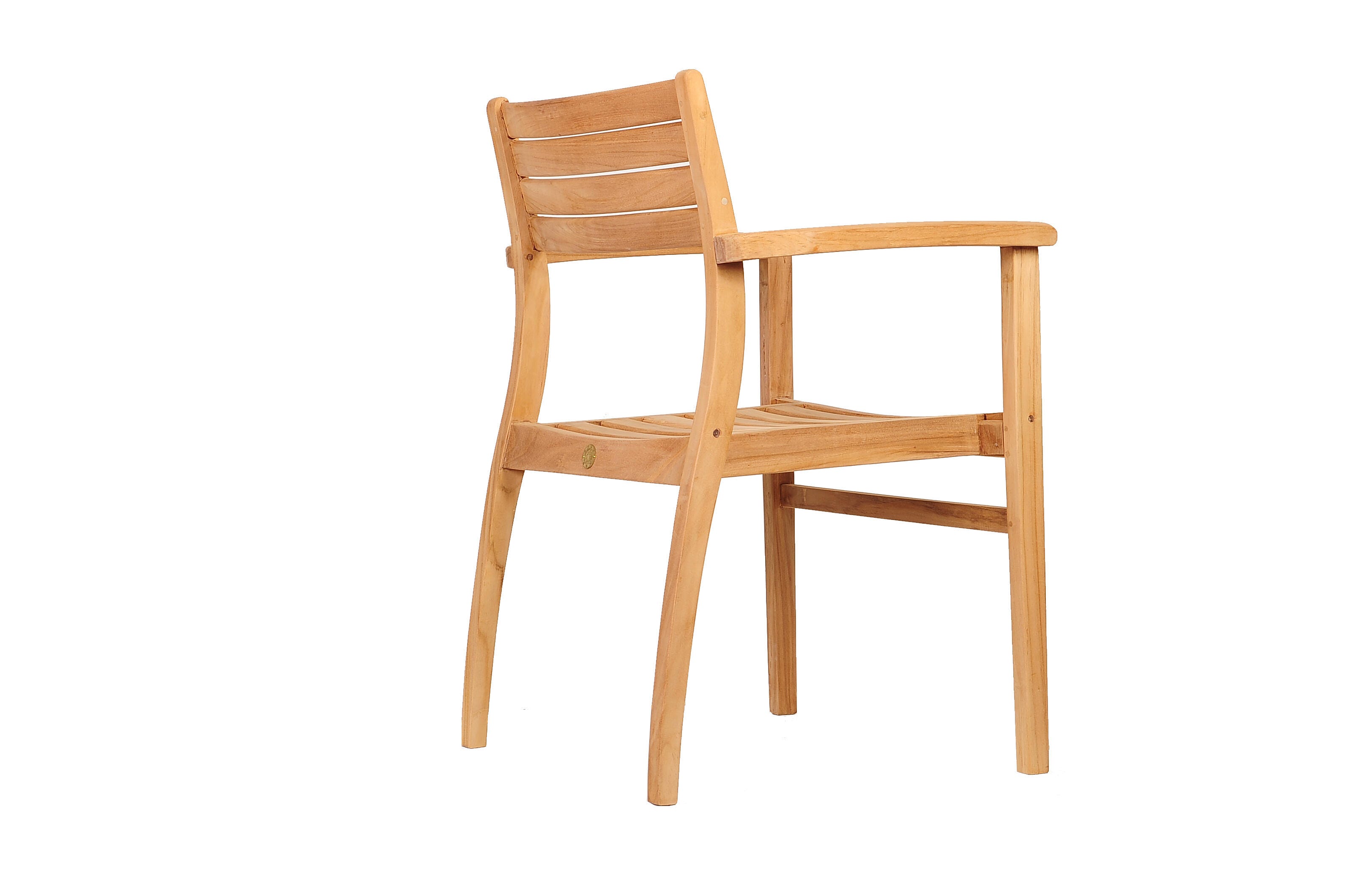 Teak Armchair with Horizontal Slats (Set of 2), , large