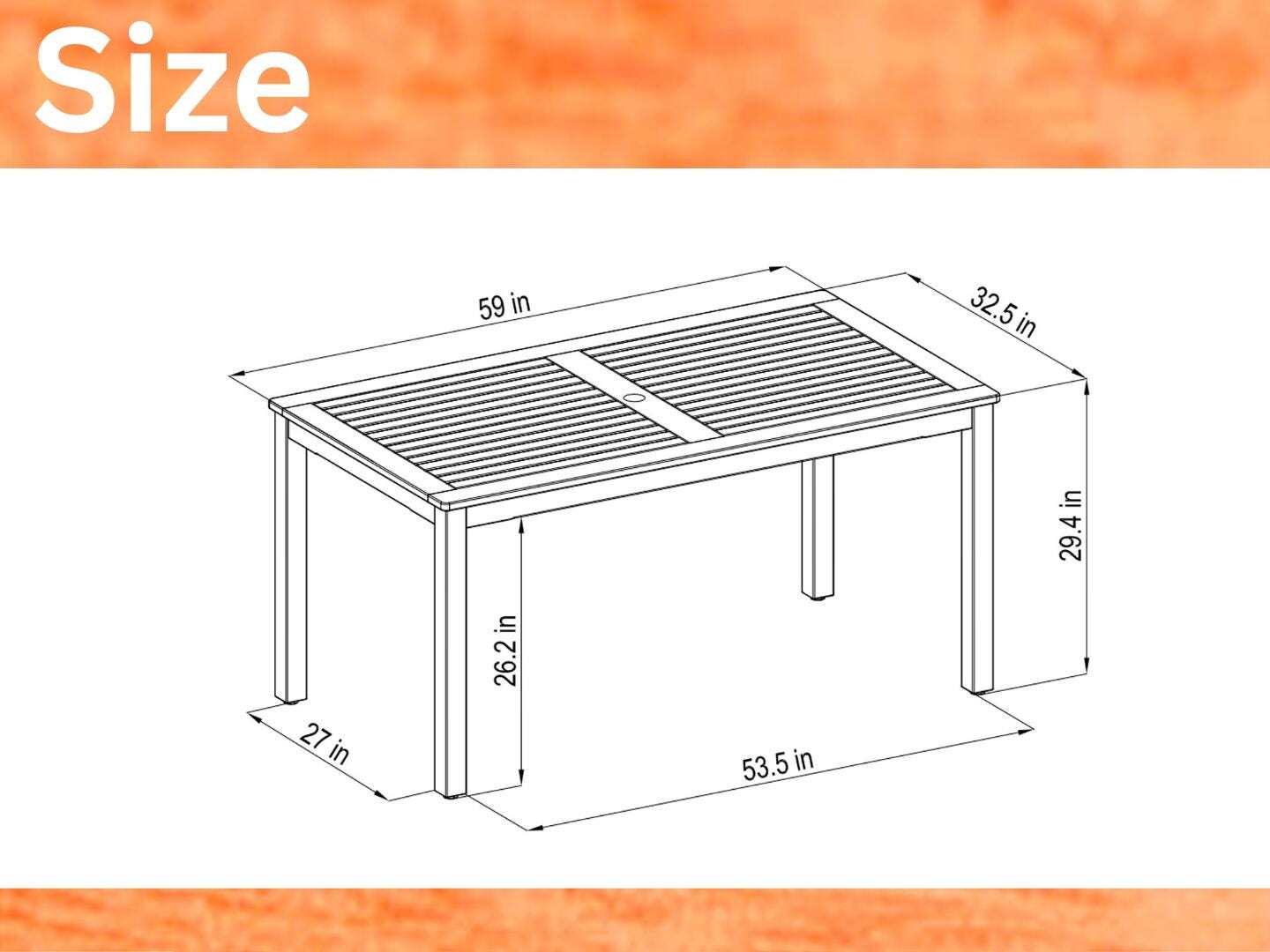Amazonia Teak Finish Rectangular Dining Table, , large
