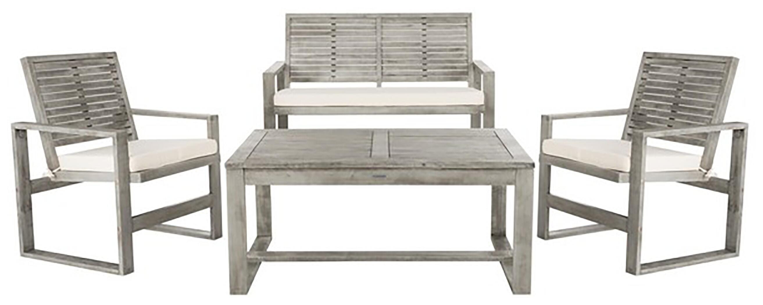 Safavieh Ozark Outdoor Living Set (Set of 4), Gray, large