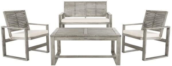 Safavieh Ozark Outdoor Living Set (Set of 4), Gray, large
