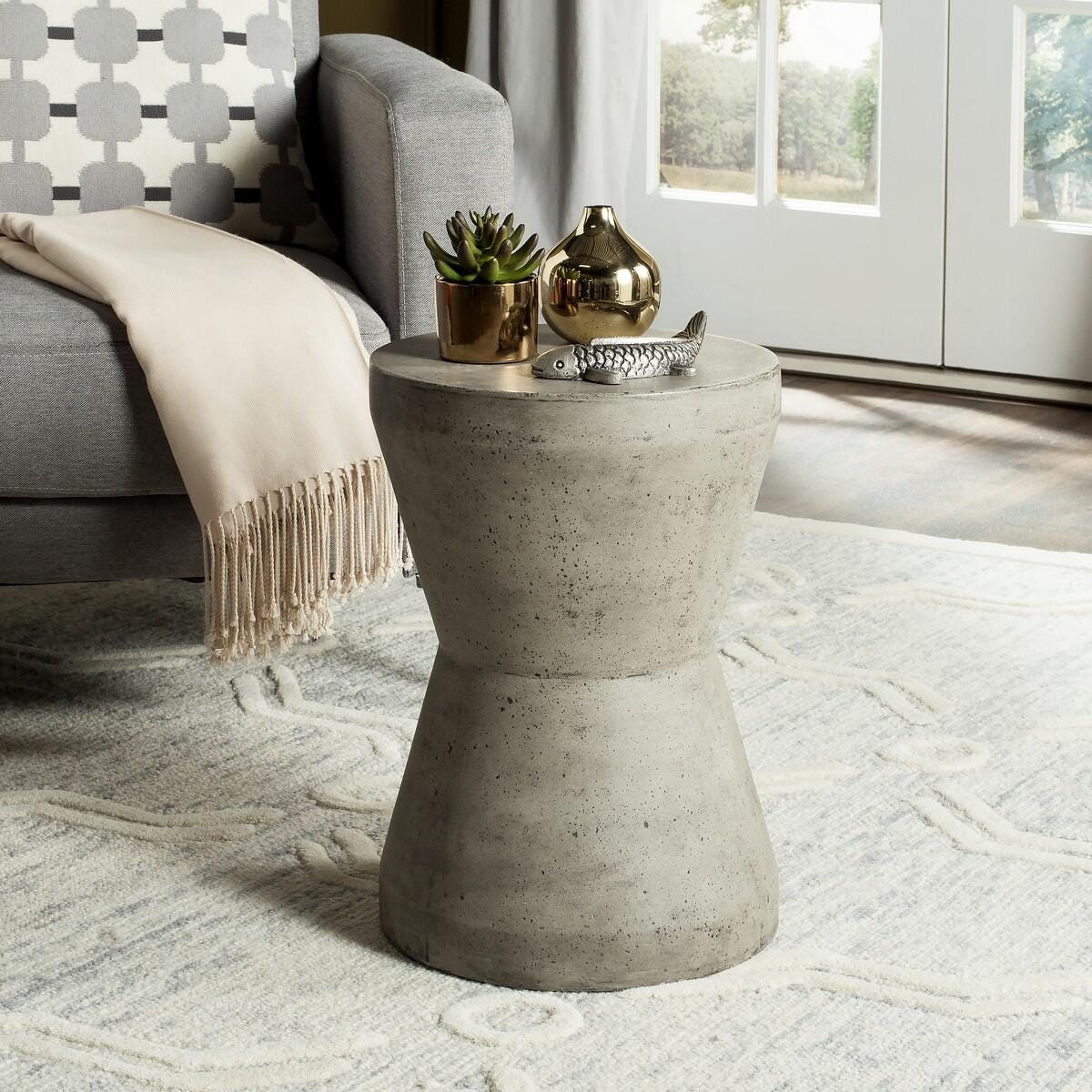 Safavieh Torre Indoor/Outdoor Modern Concrete Accent Table, Gray, large