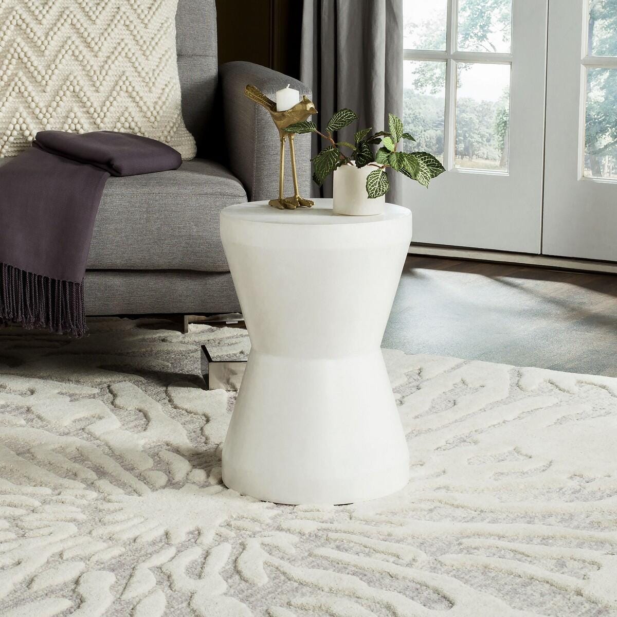 Safavieh Torre Indoor/Outdoor Modern Concrete Accent Table, White, large