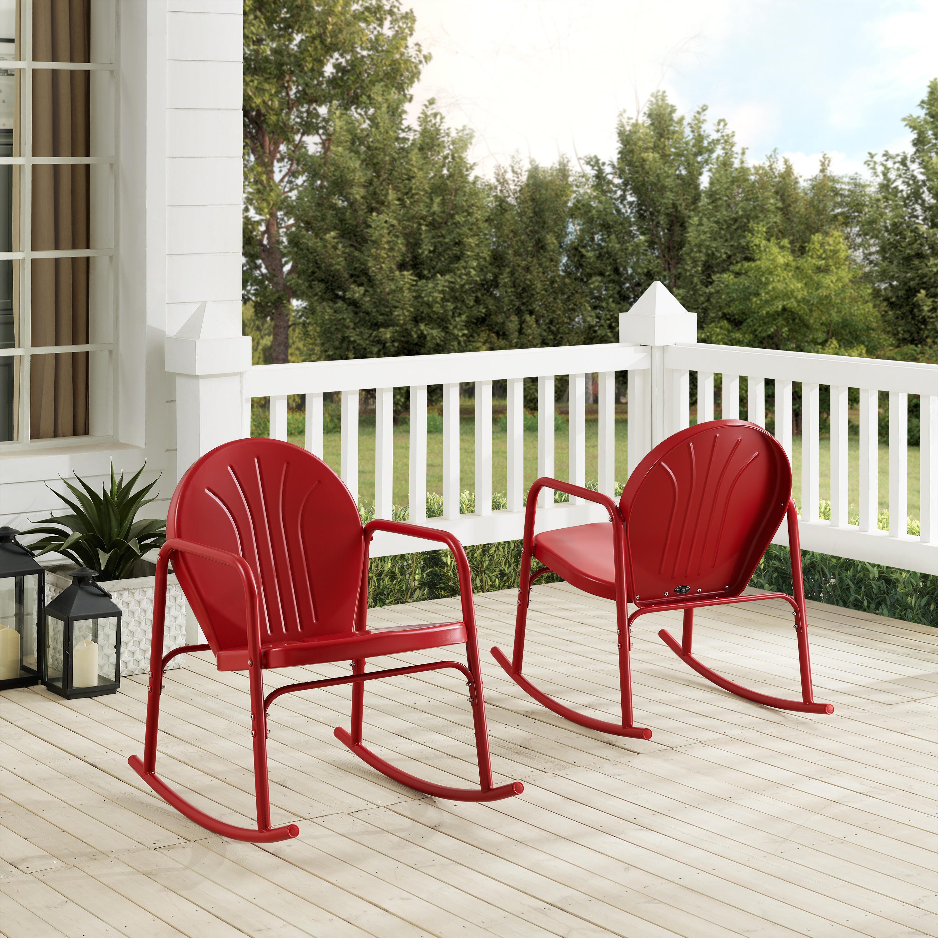 Crosley Griffith 2-piece Rocking Chair Set, Bright Red, large