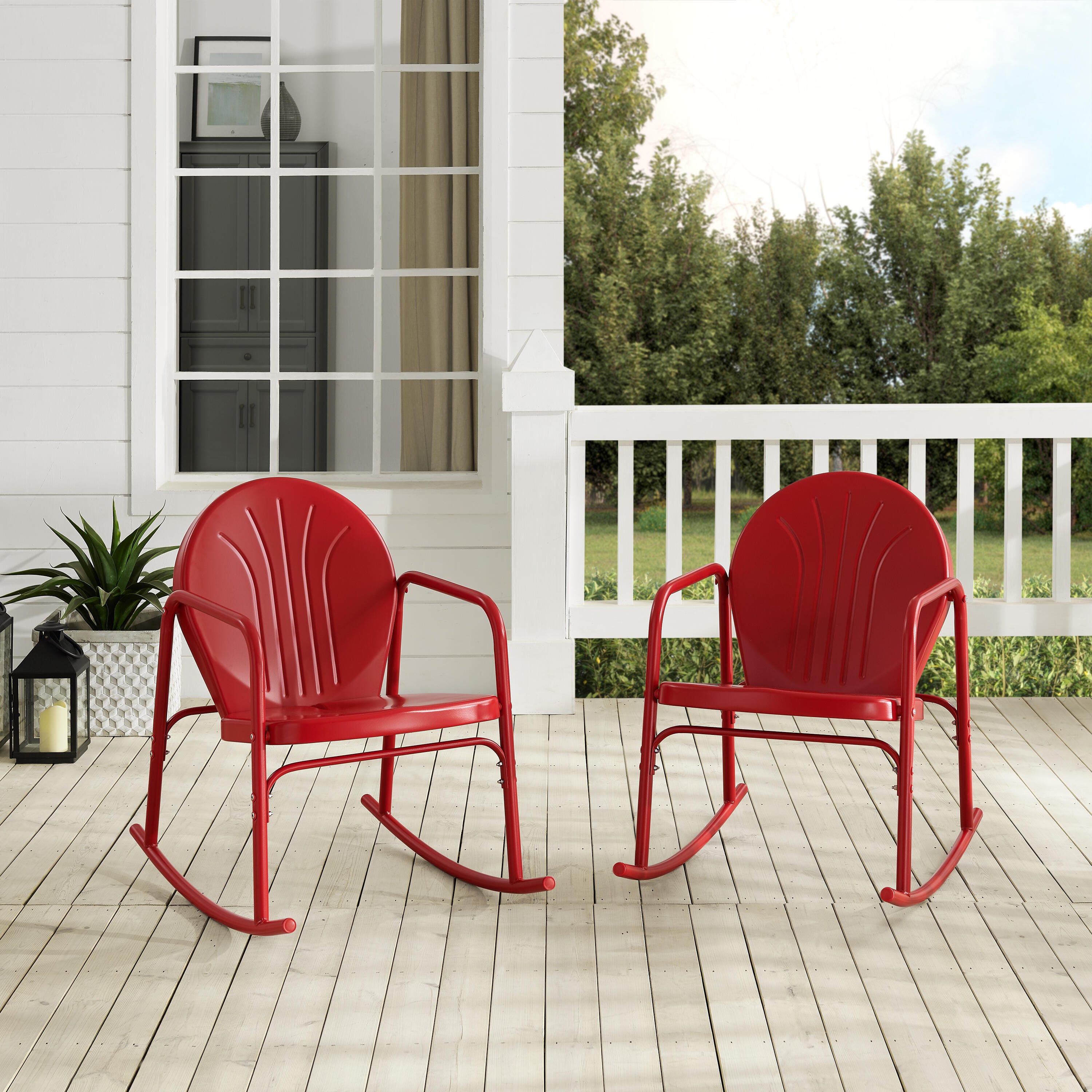 Crosley Griffith 2-piece Rocking Chair Set, Bright Red, large