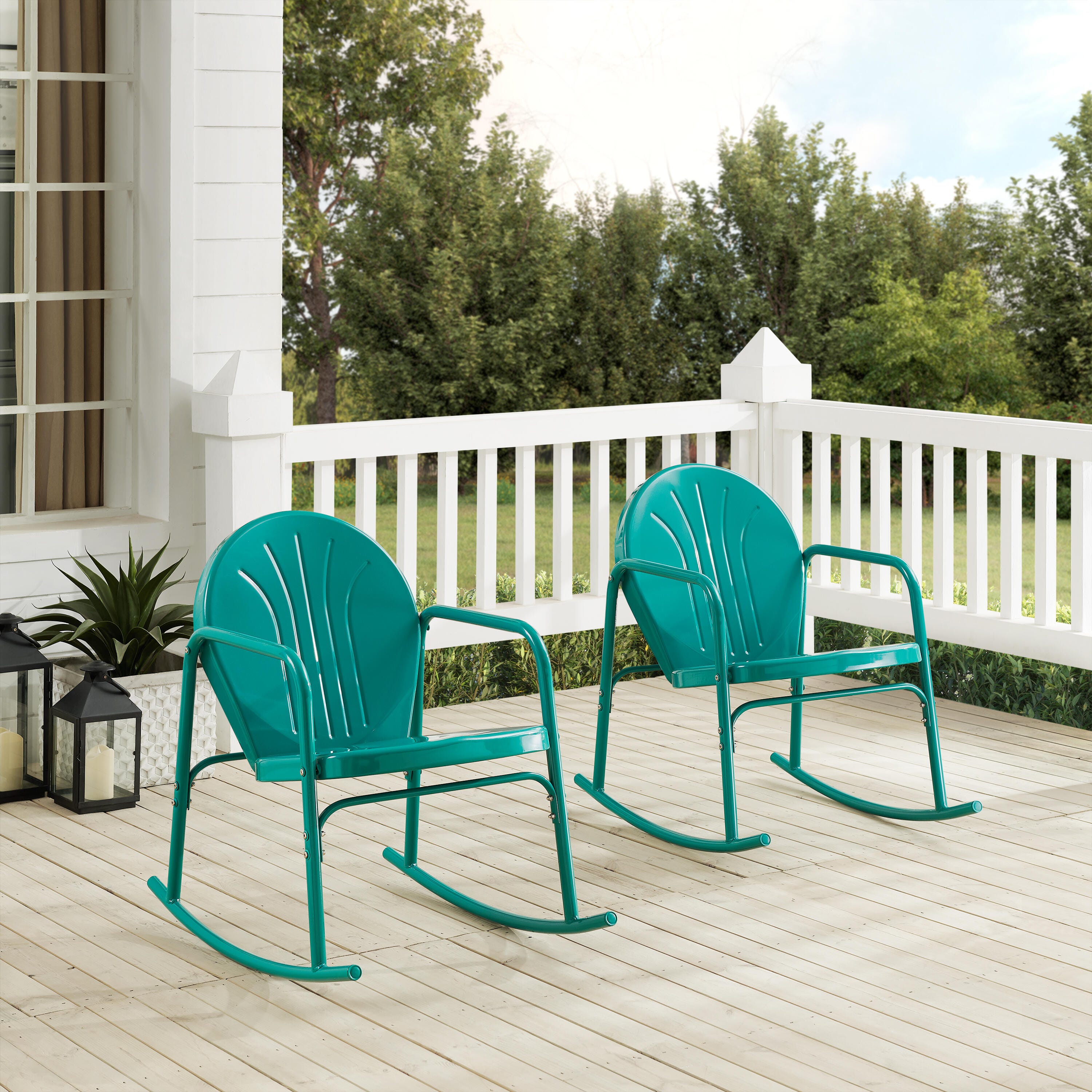 Crosley Griffith 2-piece Rocking Chair Set, Turquoise, rollover