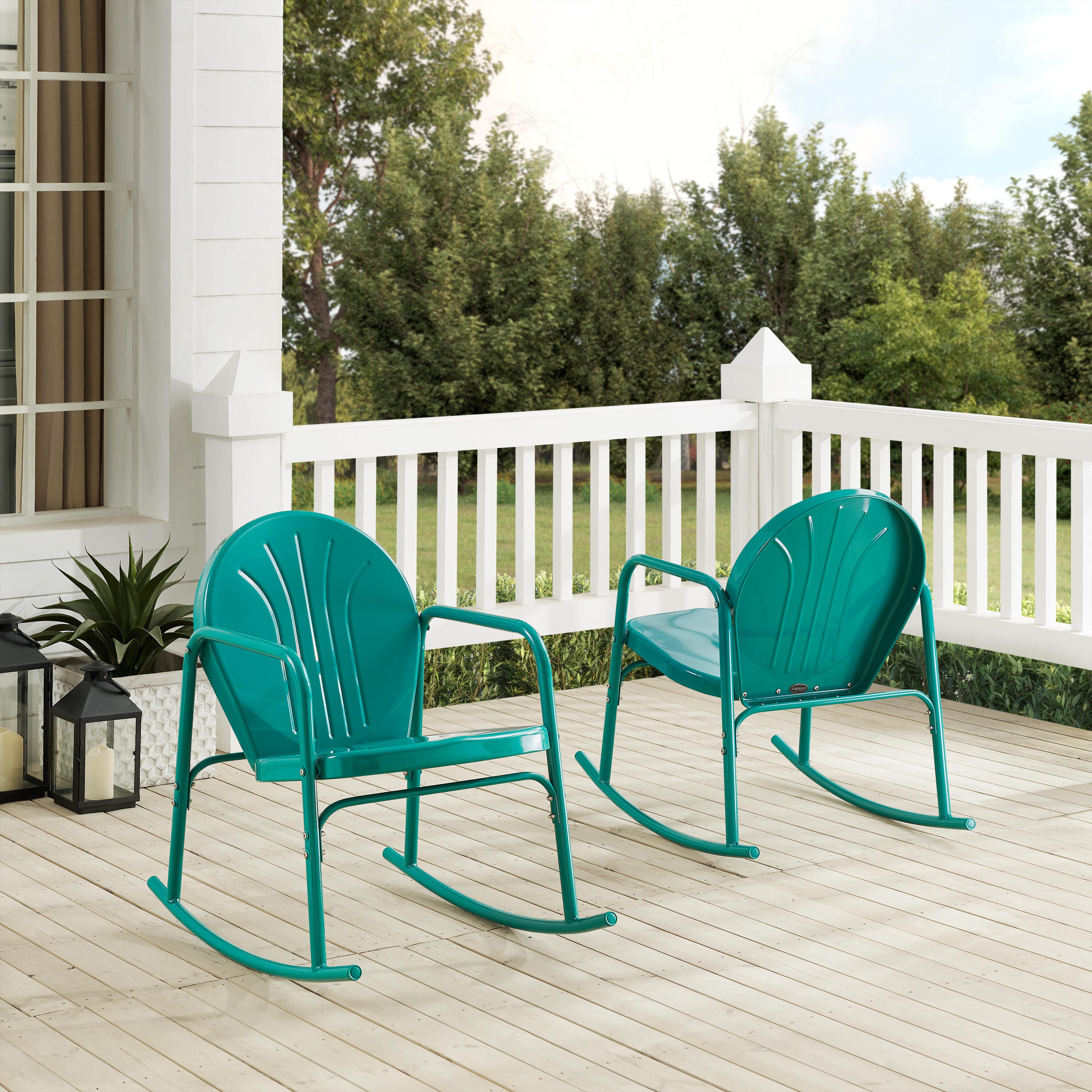 Crosley Griffith 2-piece Rocking Chair Set, Turquoise, large