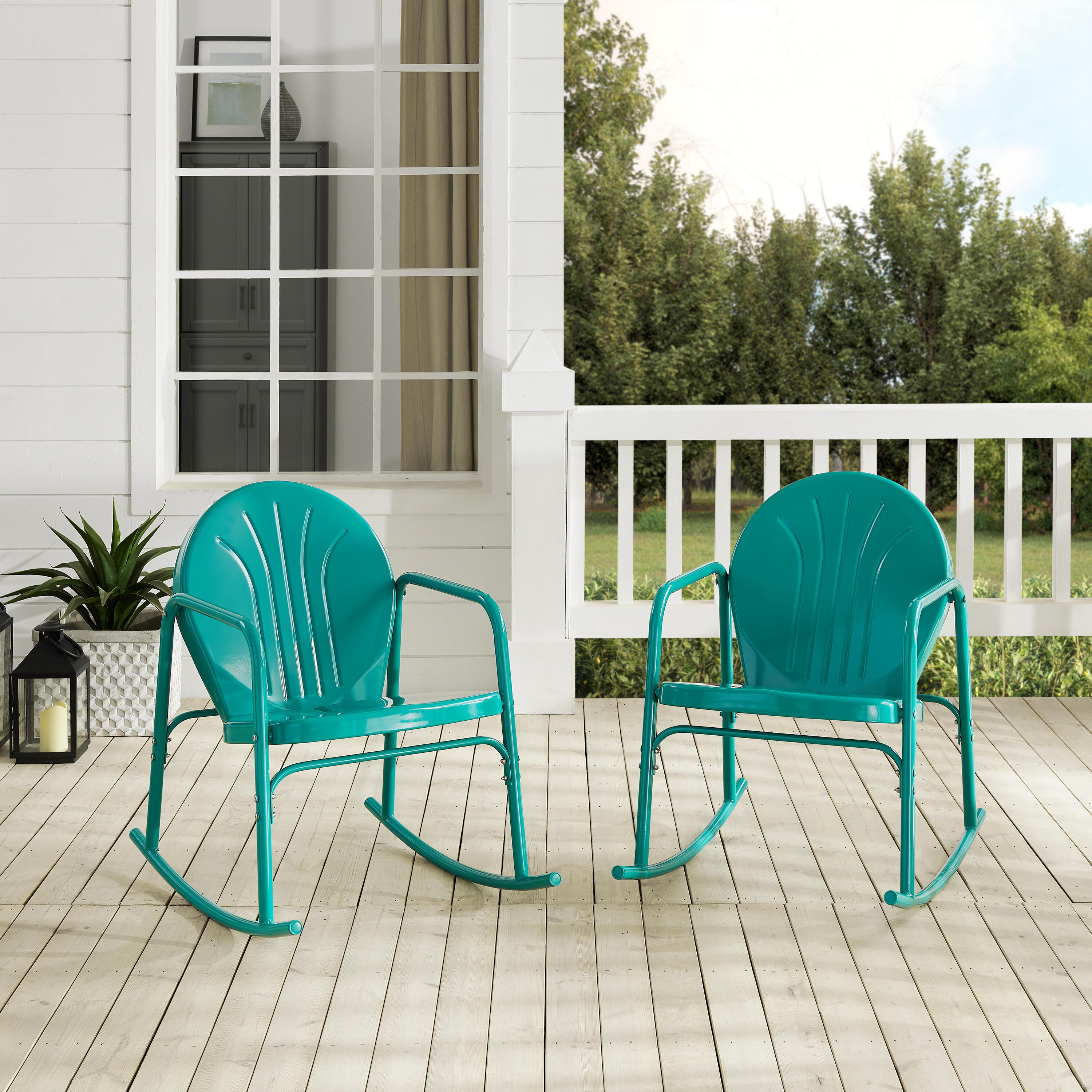 Crosley Griffith 2-piece Rocking Chair Set, Turquoise, large