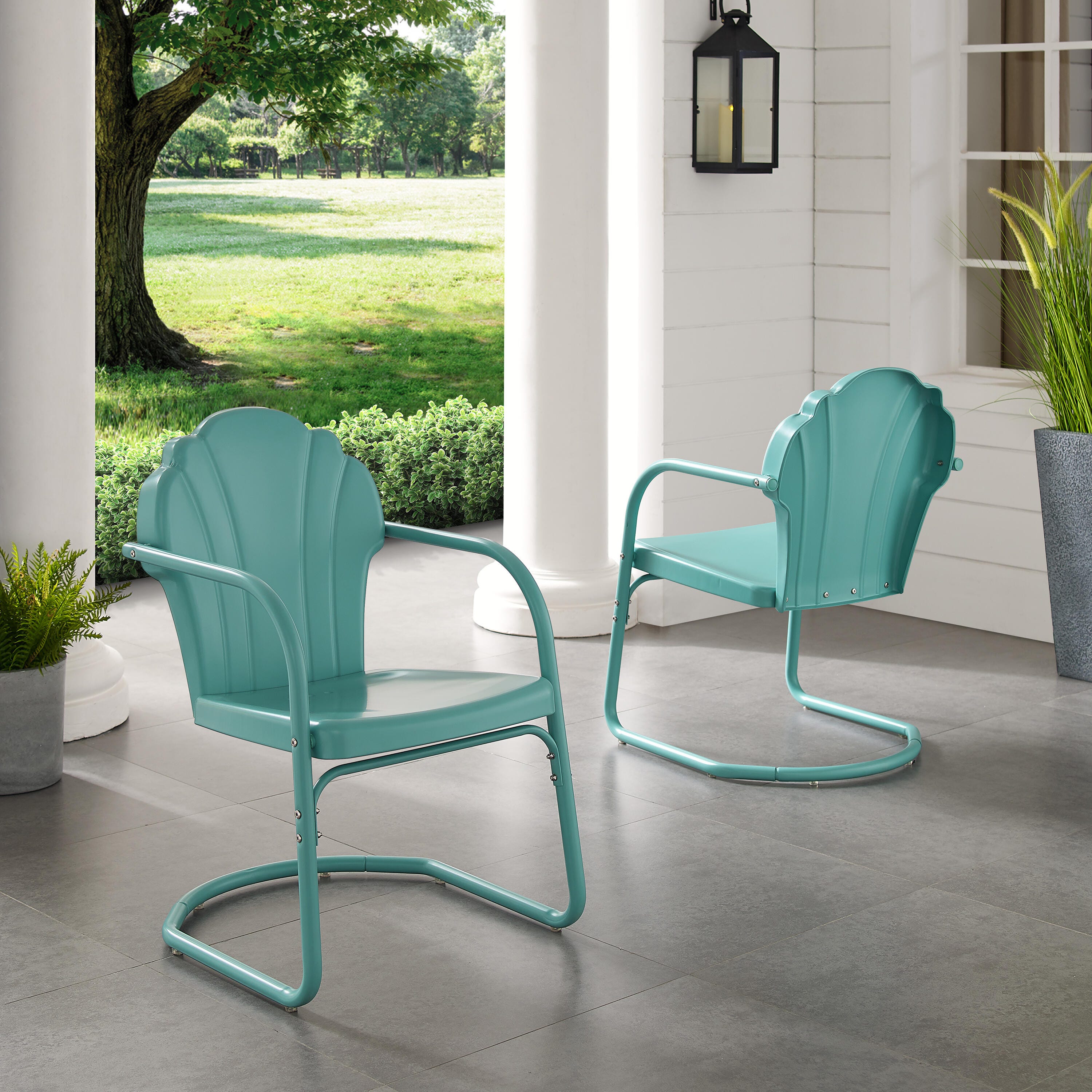 Crosley Tulip 2-piece Chair Set, Blue, rollover
