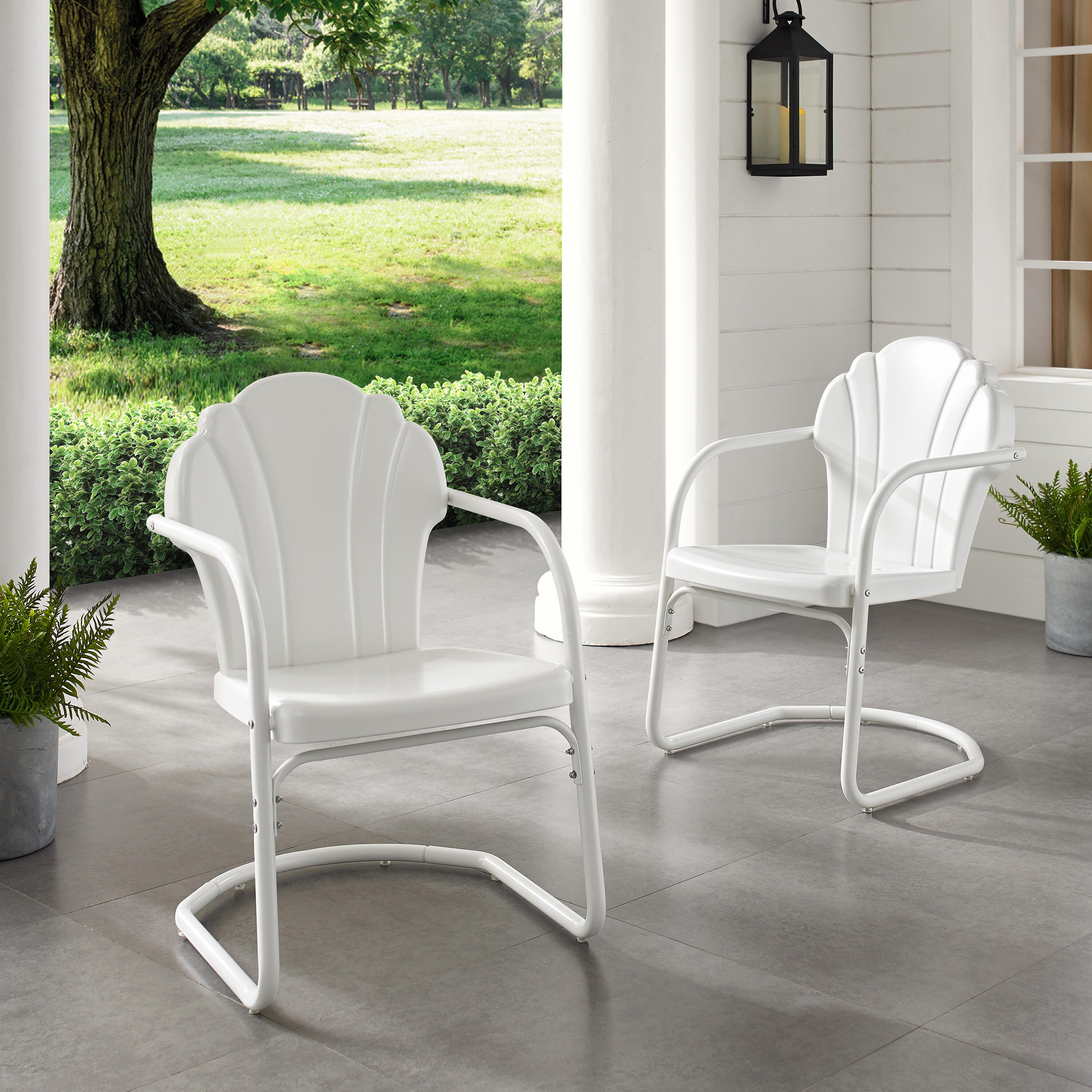 Crosley Tulip 2-piece Chair Set, White, large