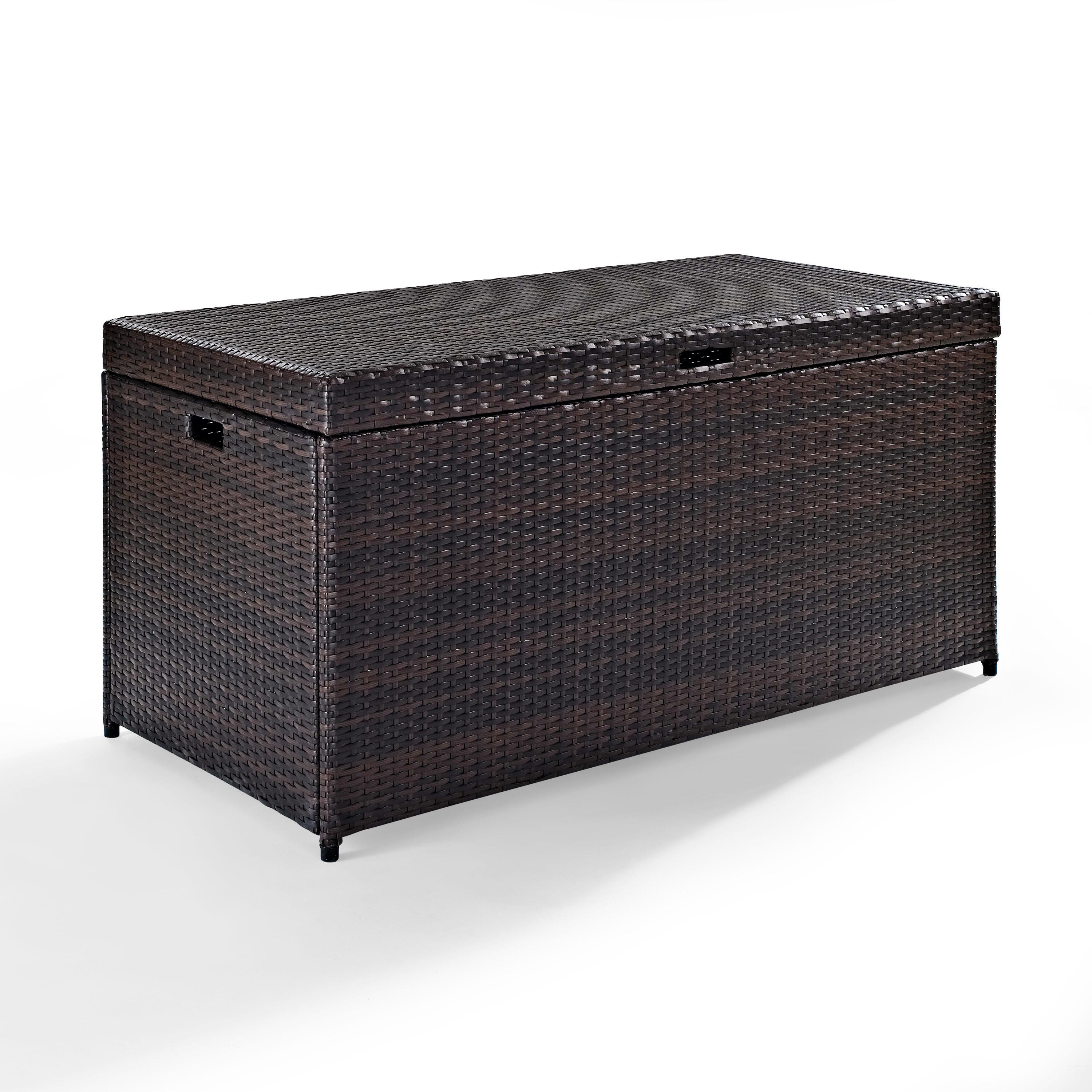 Crosley Furniture Palm Harbor Wicker Outdoor Storage Box, Brown, large