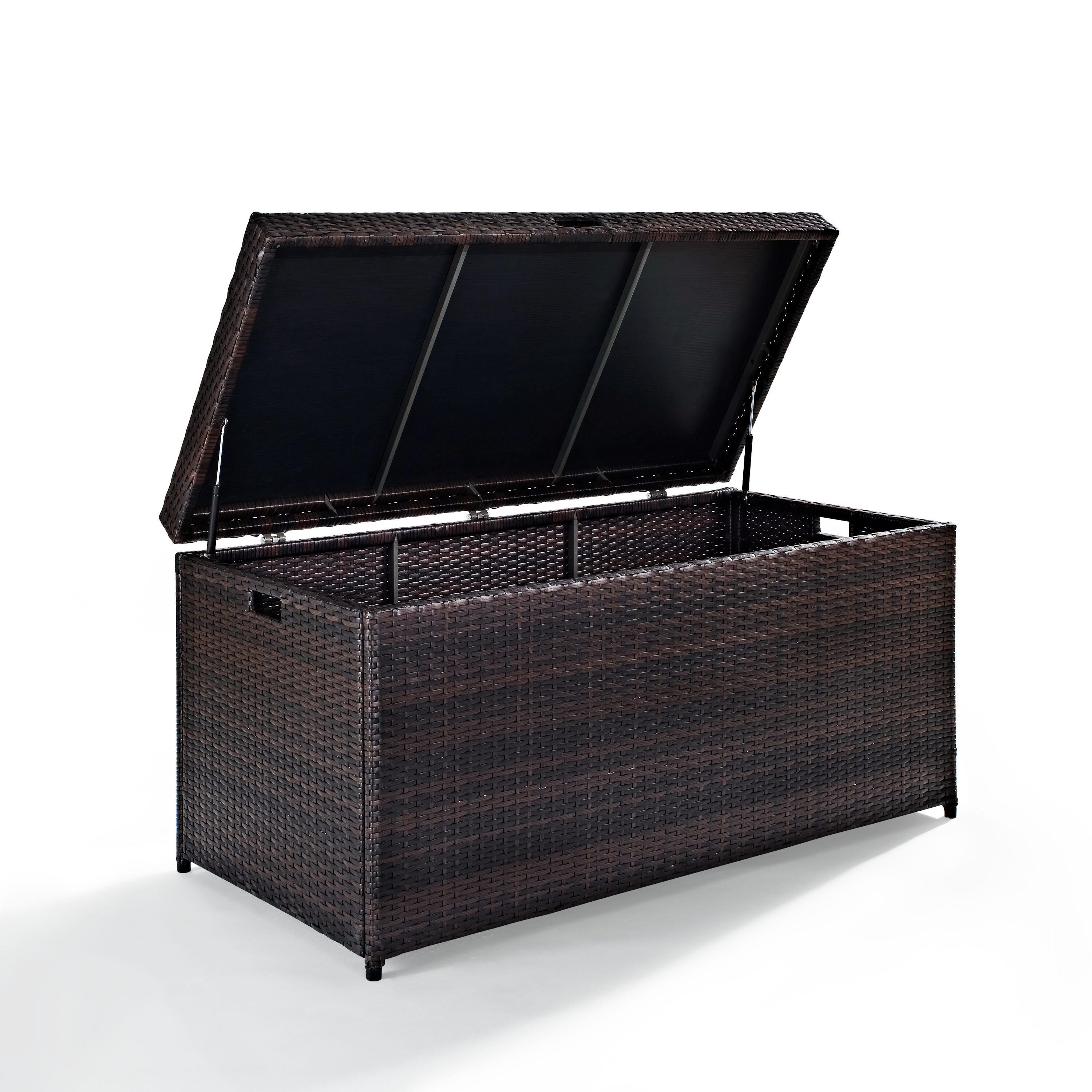 Crosley Furniture Palm Harbor Wicker Outdoor Storage Box, Brown, large