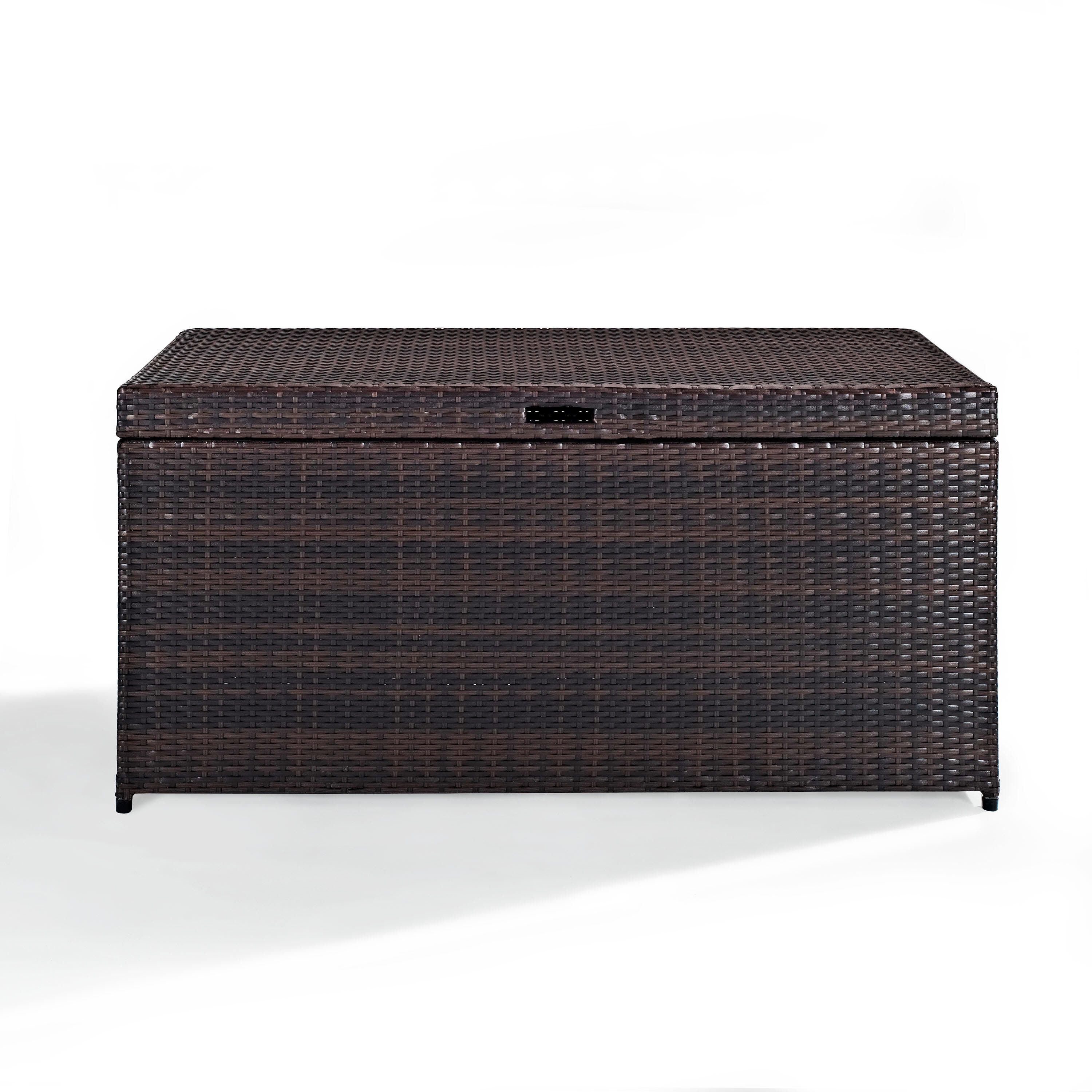 Crosley Furniture Palm Harbor Wicker Outdoor Storage Box, Brown, large