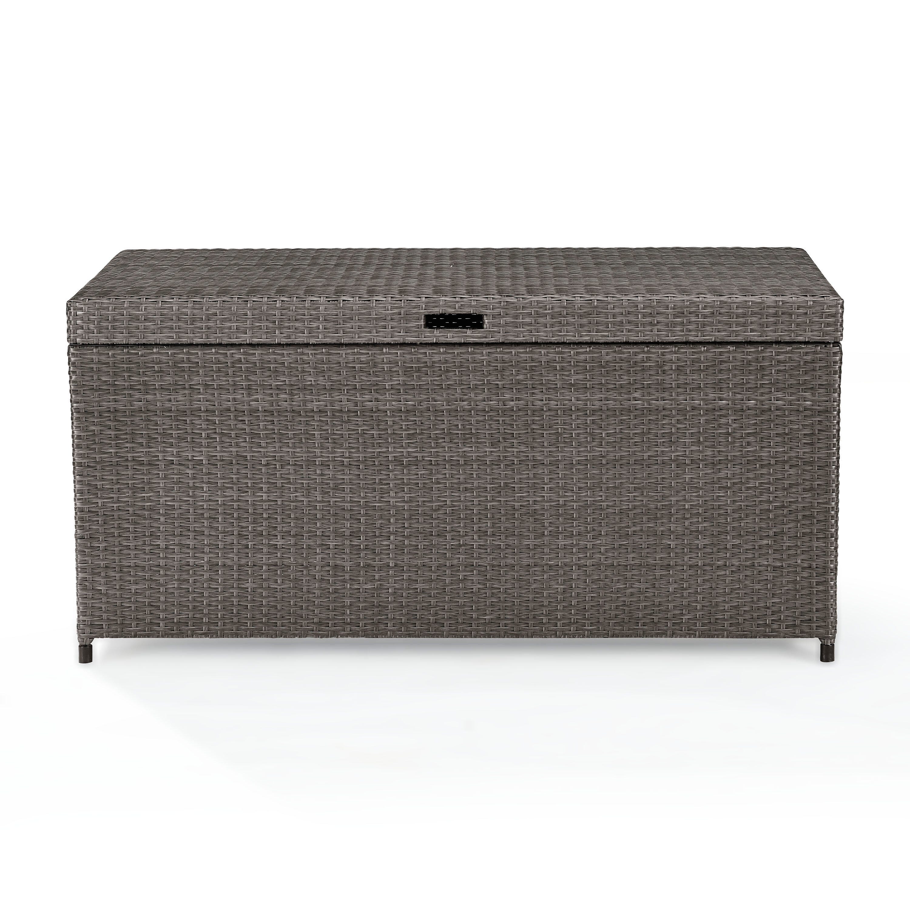 Crosley Furniture Palm Harbor Wicker Outdoor Storage Box, Weathered Gray, large