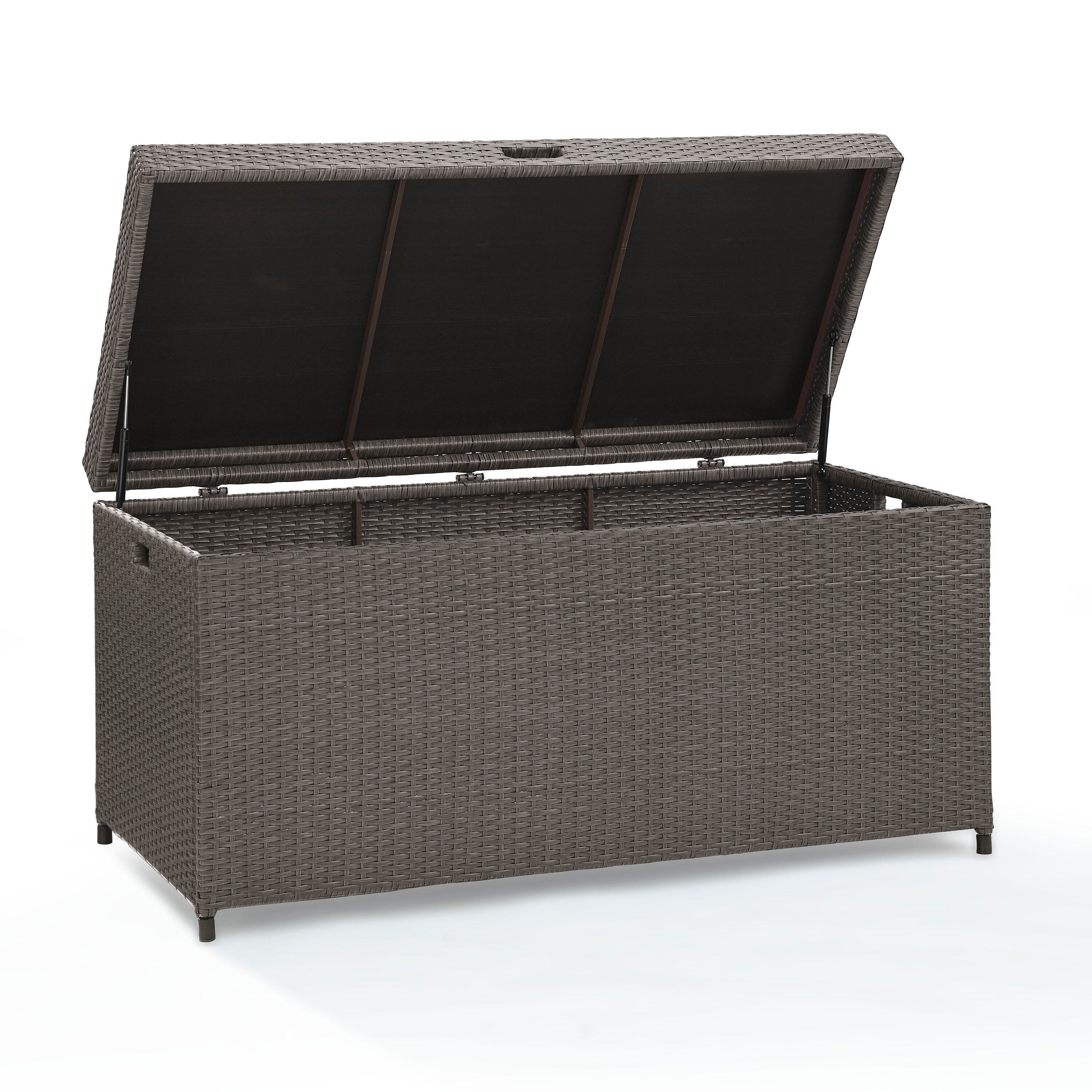 Crosley Furniture Palm Harbor Wicker Outdoor Storage Box, Weathered Gray, large