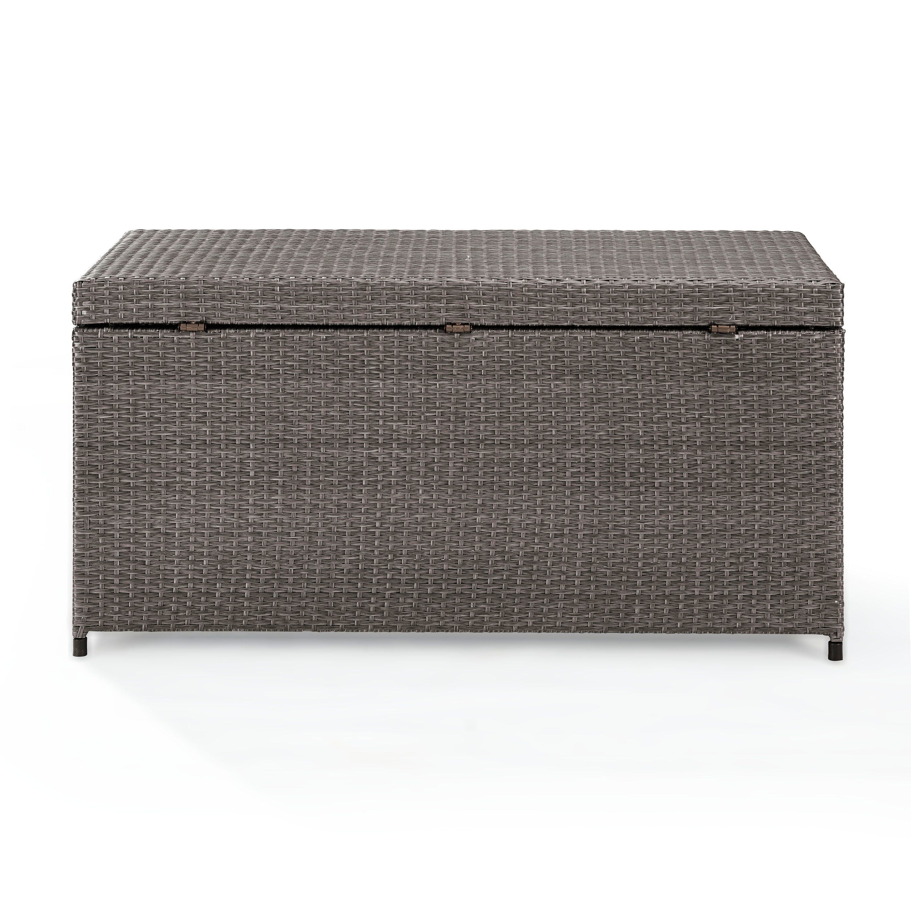 Crosley Furniture Palm Harbor Wicker Outdoor Storage Box, Weathered Gray, large