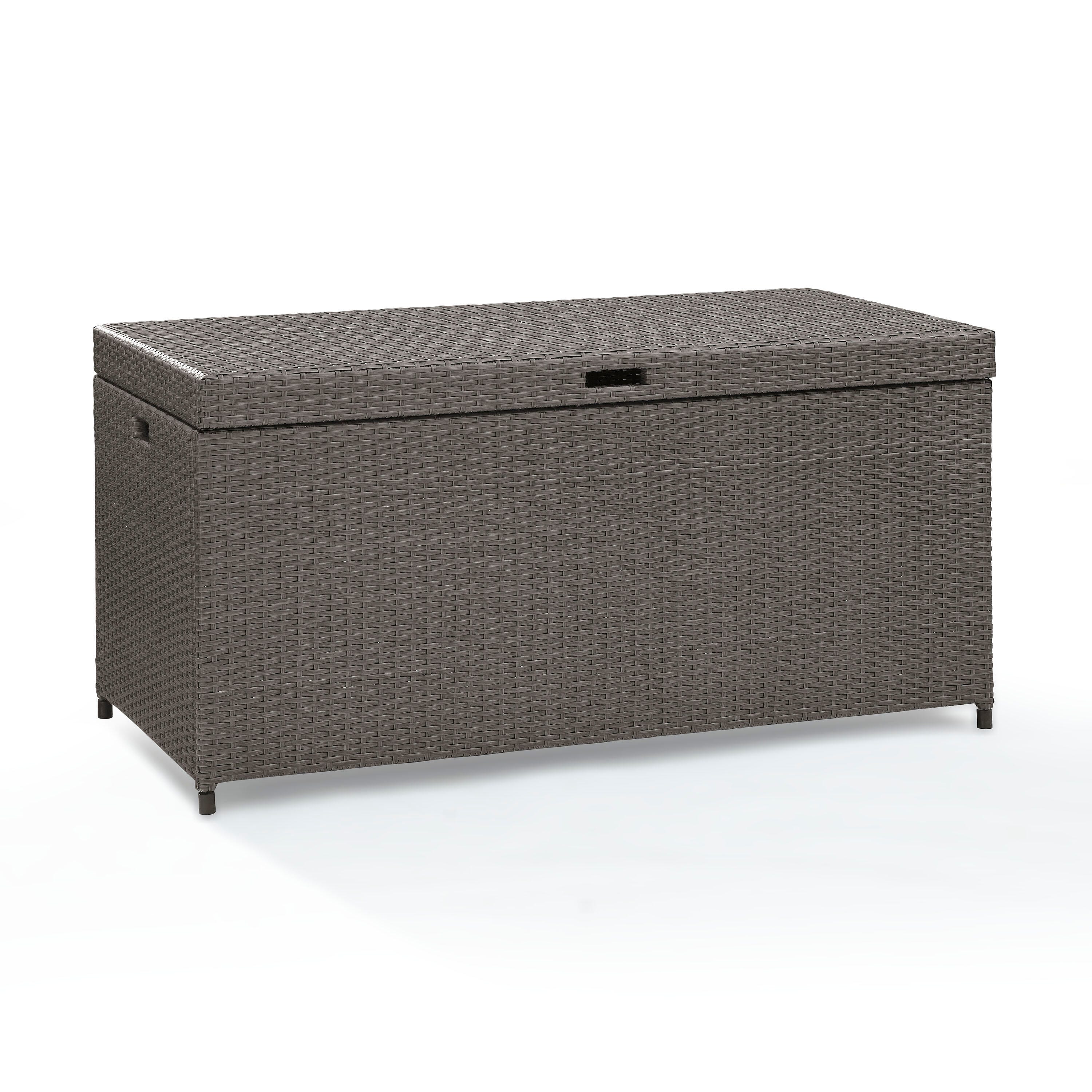 Crosley Furniture Palm Harbor Wicker Outdoor Storage Box, Weathered Gray, large