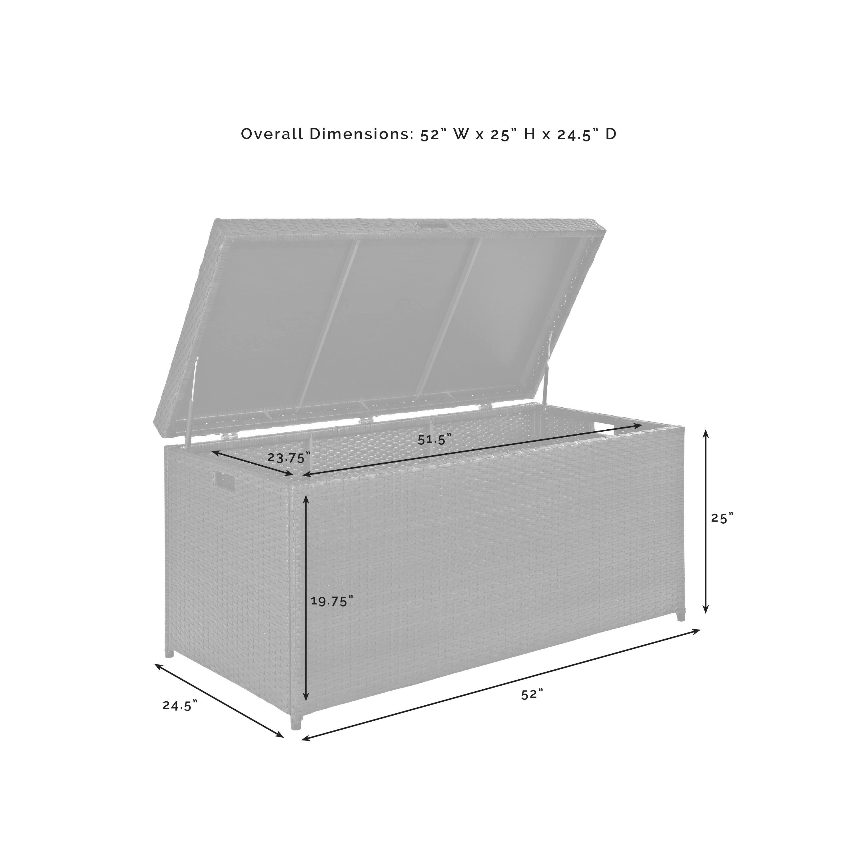 Crosley Furniture Palm Harbor Wicker Outdoor Storage Box, Weathered Gray, large