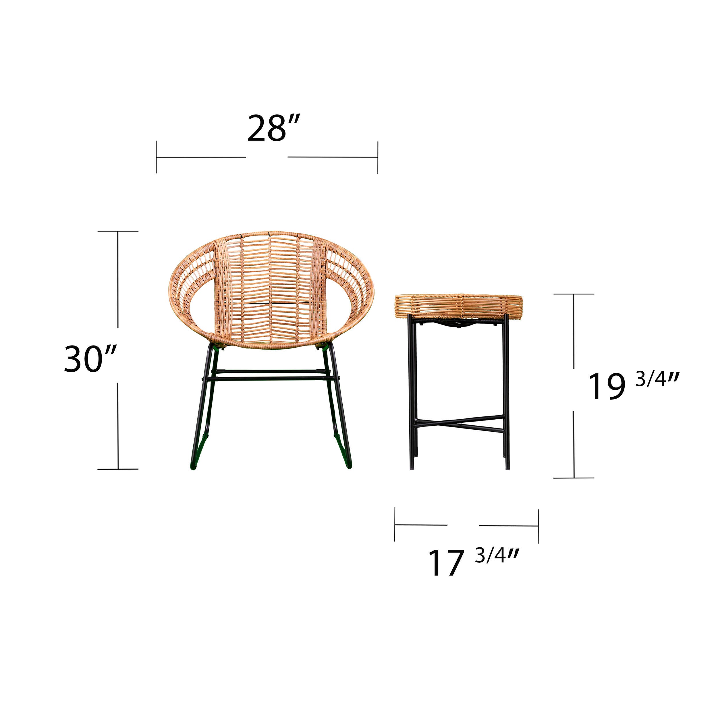 Southern Enterprises Hallan Indoor/Outdoor 3-Piece Bistro Set, , large