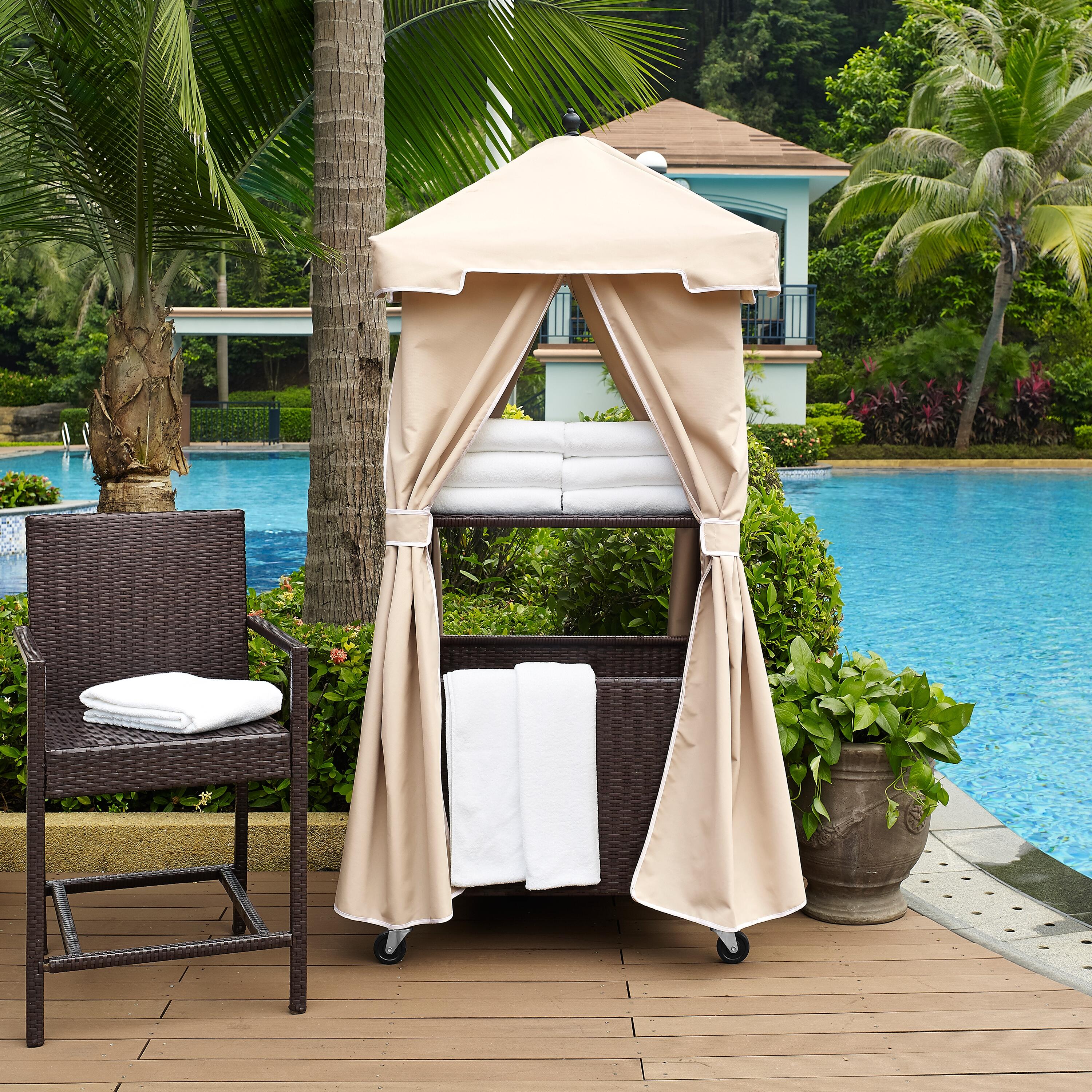 Crosley Palm Harbor Outdoor Wicker Towel Valet, , large