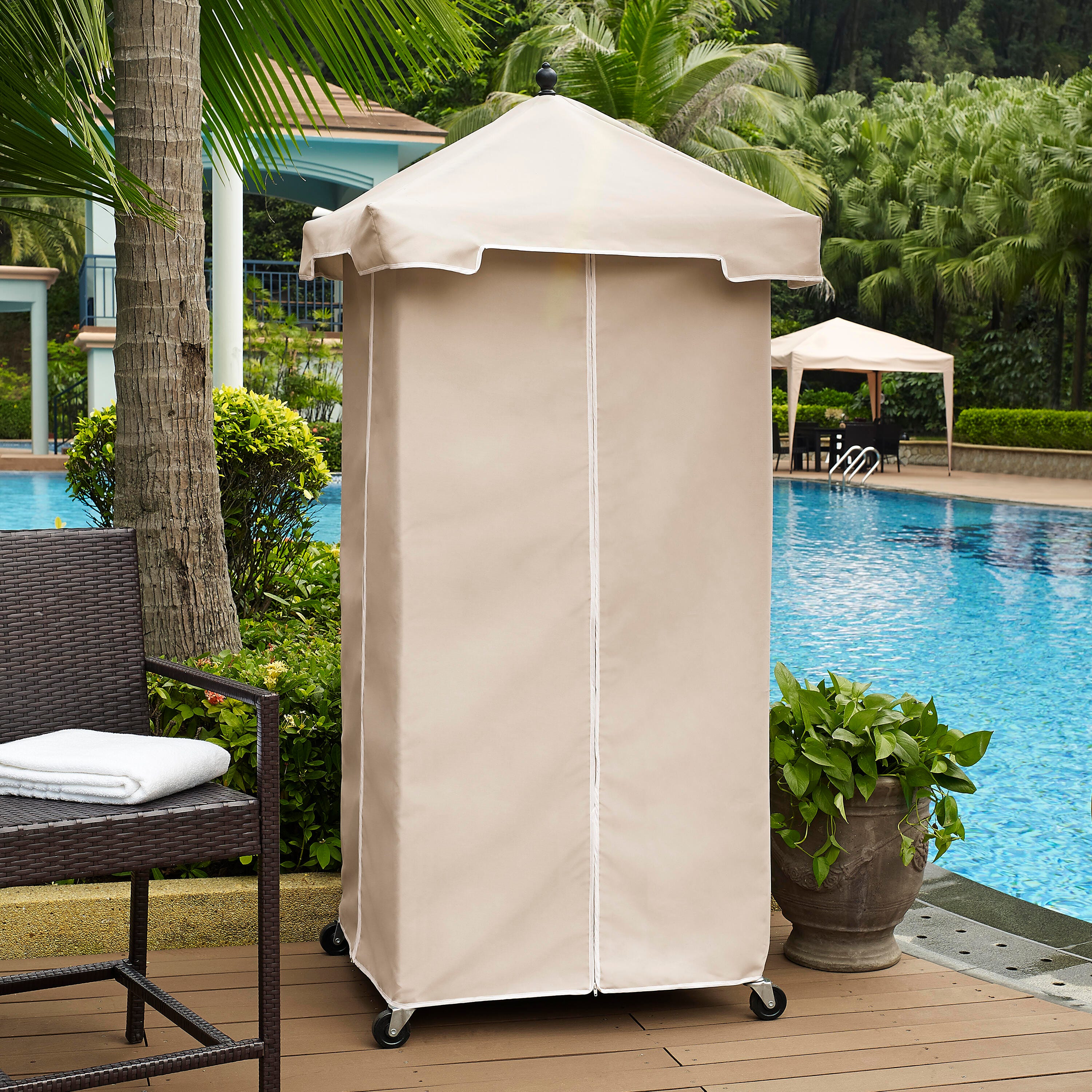 Crosley Palm Harbor Outdoor Wicker Towel Valet, , large