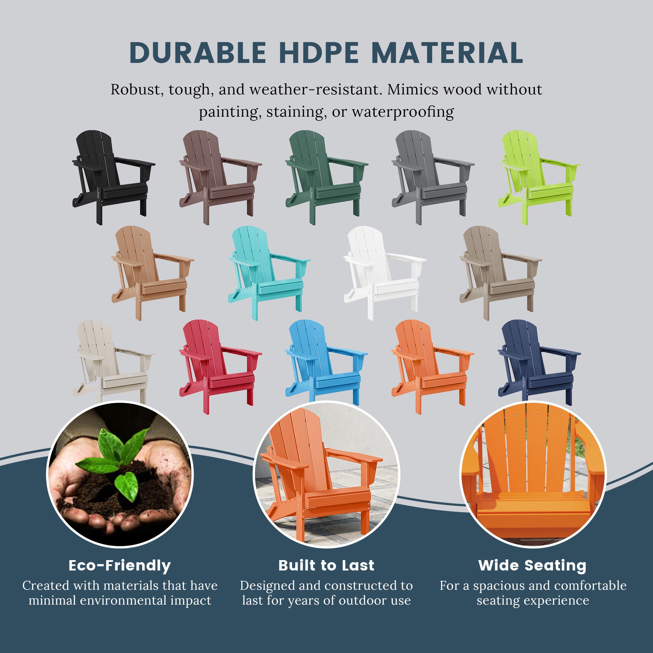 Westin Outdoor Folding Outdoor Poly Adirondack Chair, Orange, large