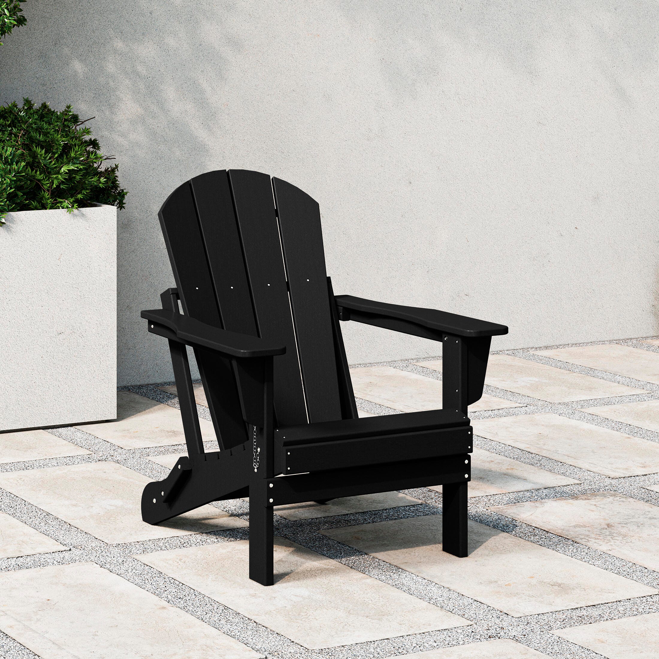 Westin Outdoor Folding Outdoor Poly Adirondack Chair, Black, rollover