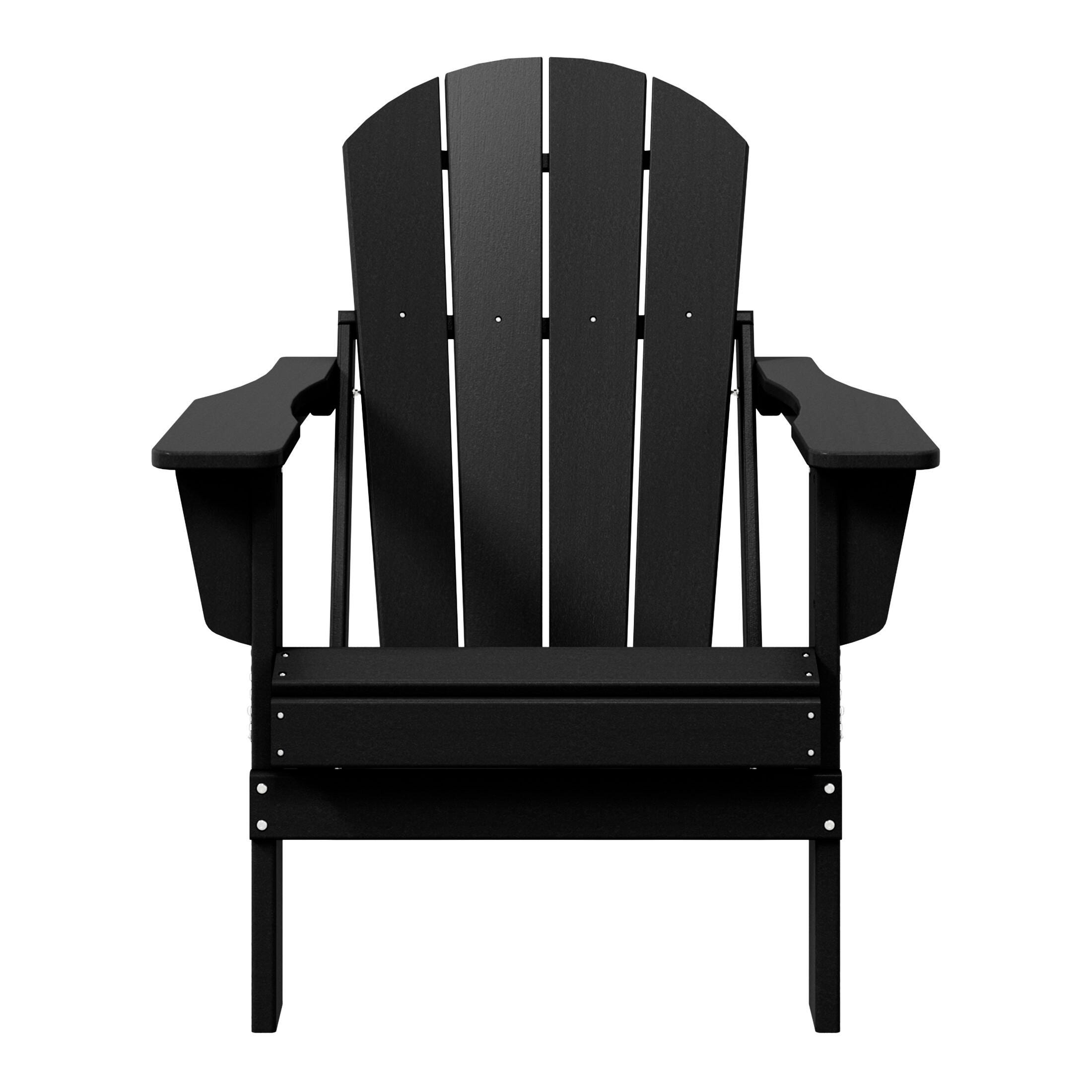 Westin Outdoor Folding Outdoor Poly Adirondack Chair, Black, large