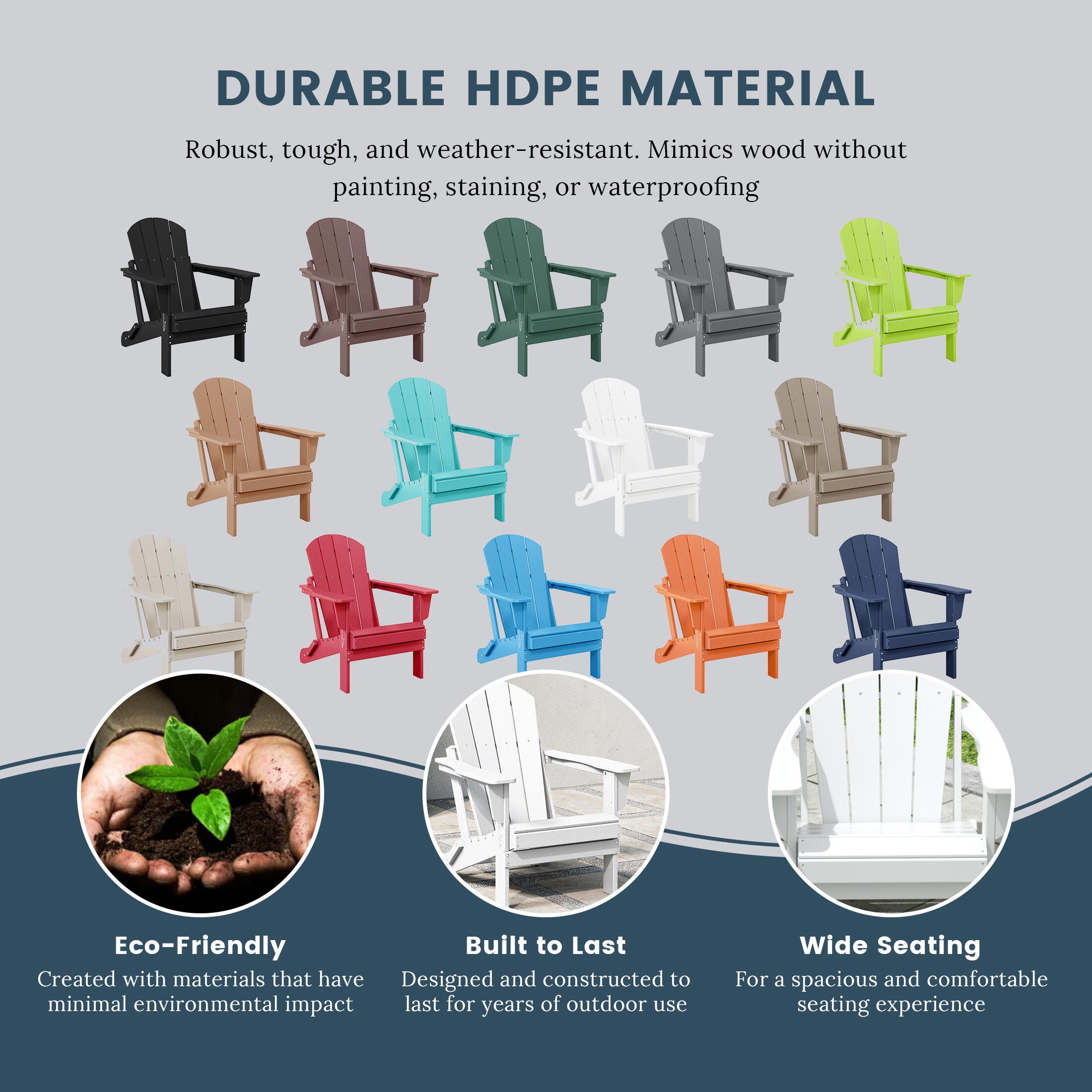 Westin Outdoor  Outdoor Folding Poly Adirondack Chair, White, large