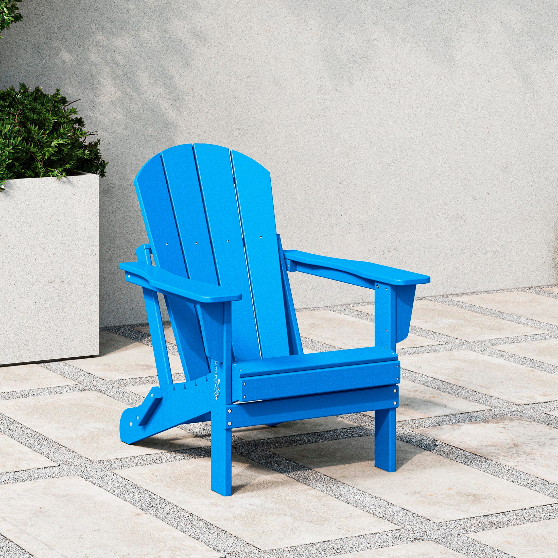 Westin Outdoor  Folding Outdoor Poly Adirondack Chair, Blue, rollover